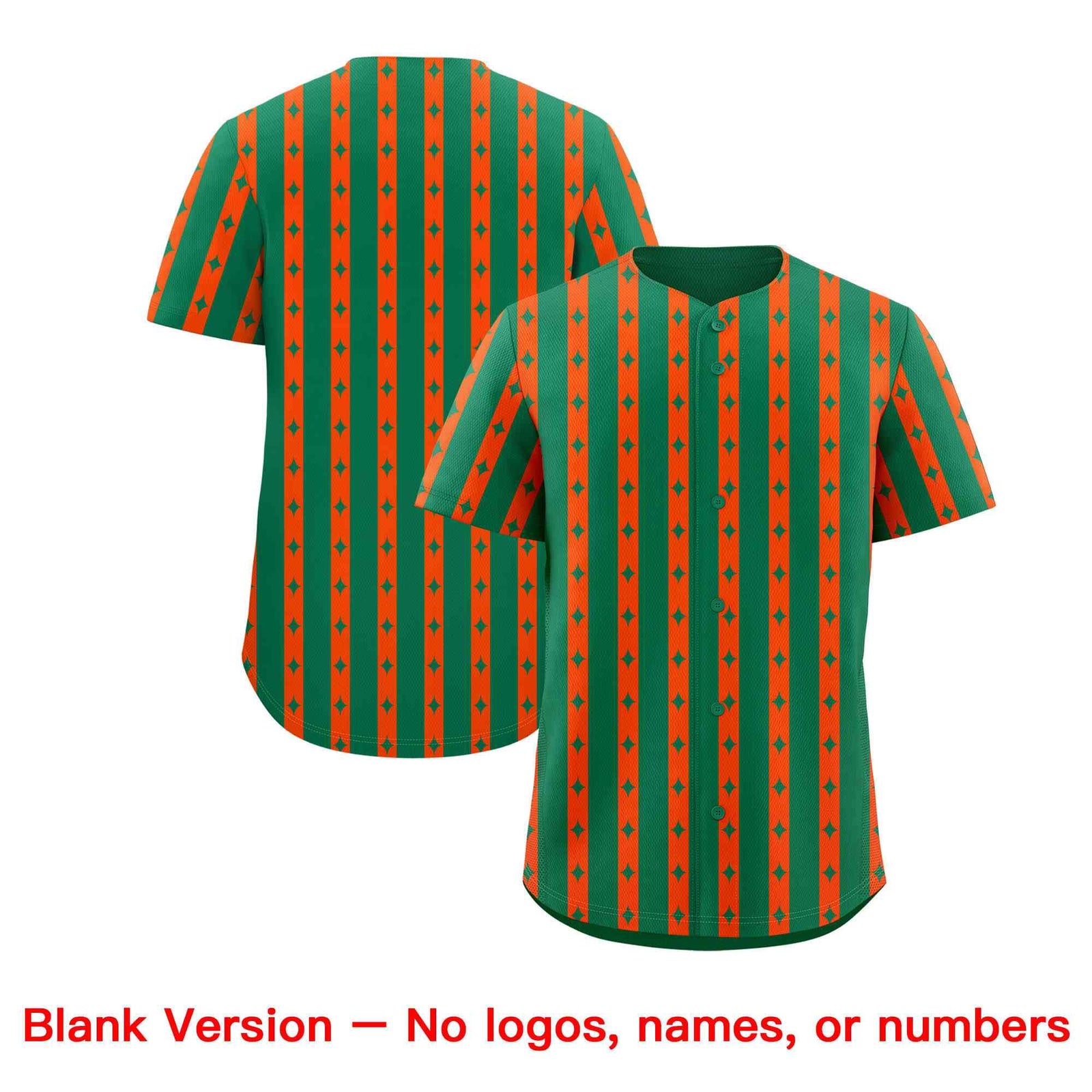Custom Kelly Green Orange Star Pattern Thick Stripes Baseball Jersey