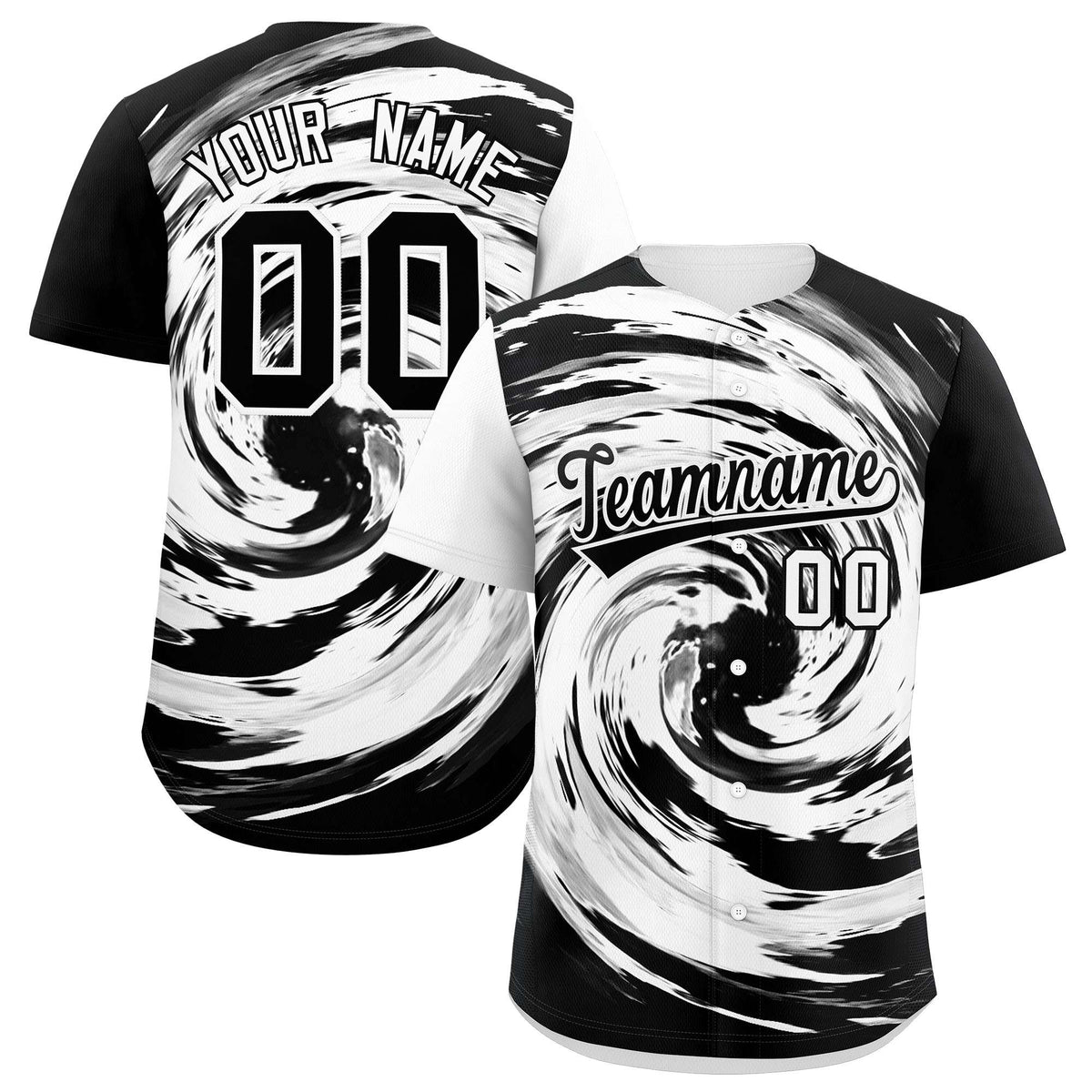 Custom White Black Swirl Graffiti Pattern Authentic Baseball Jersey