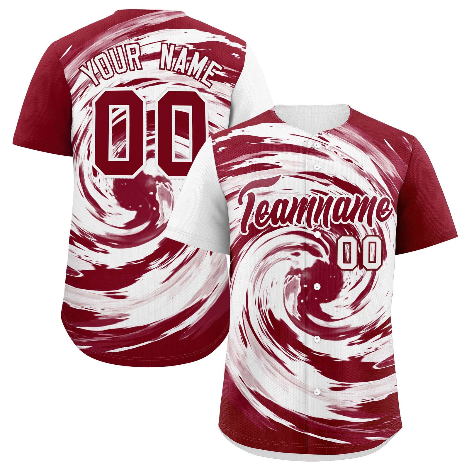 Custom White Crimson Swirl Graffiti Pattern Authentic Baseball Jersey