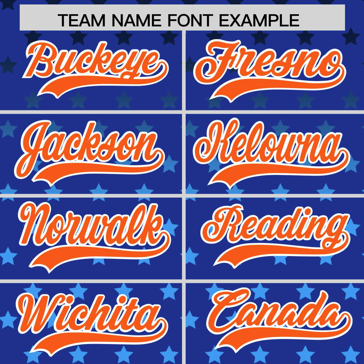 Custom Royal Orange-White Raglan Sleeve Personalized Star Print Authentic Baseball Jersey