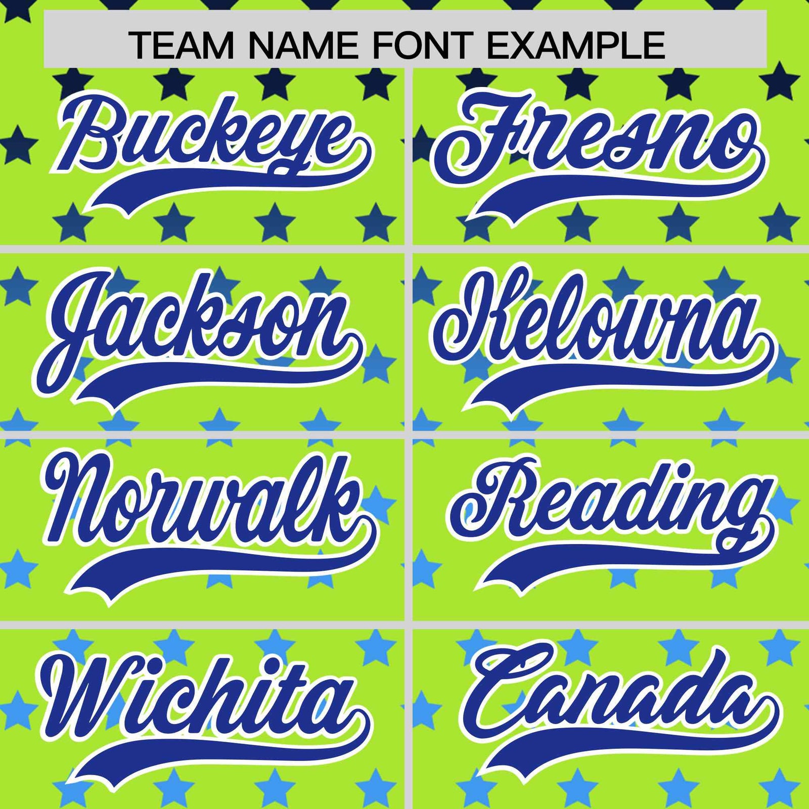 Custom Neon Green Royal-White Raglan Sleeve Personalized Star Print Authentic Baseball Jersey