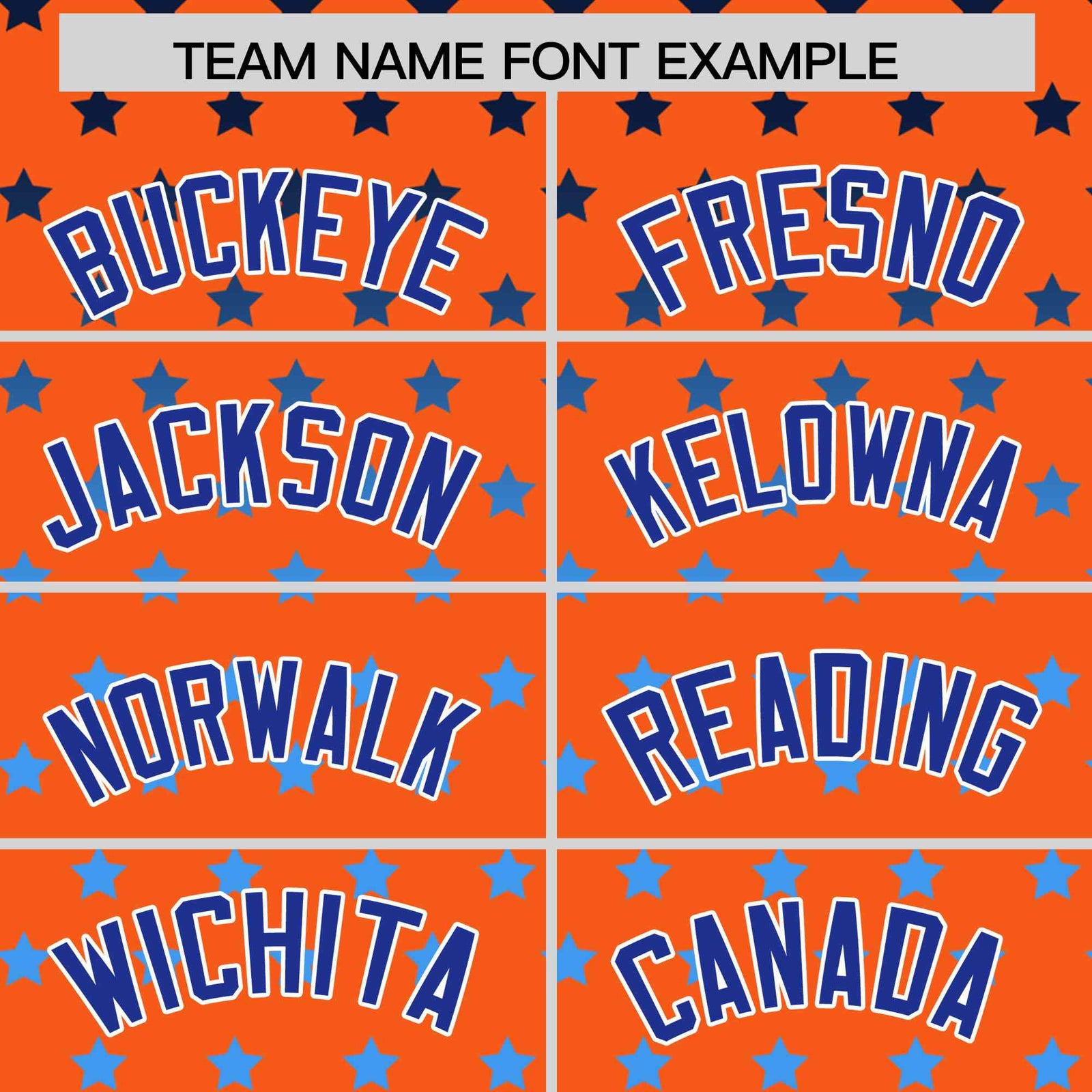 Custom Orange Royal-White Raglan Sleeve Personalized Star Print Authentic Baseball Jersey