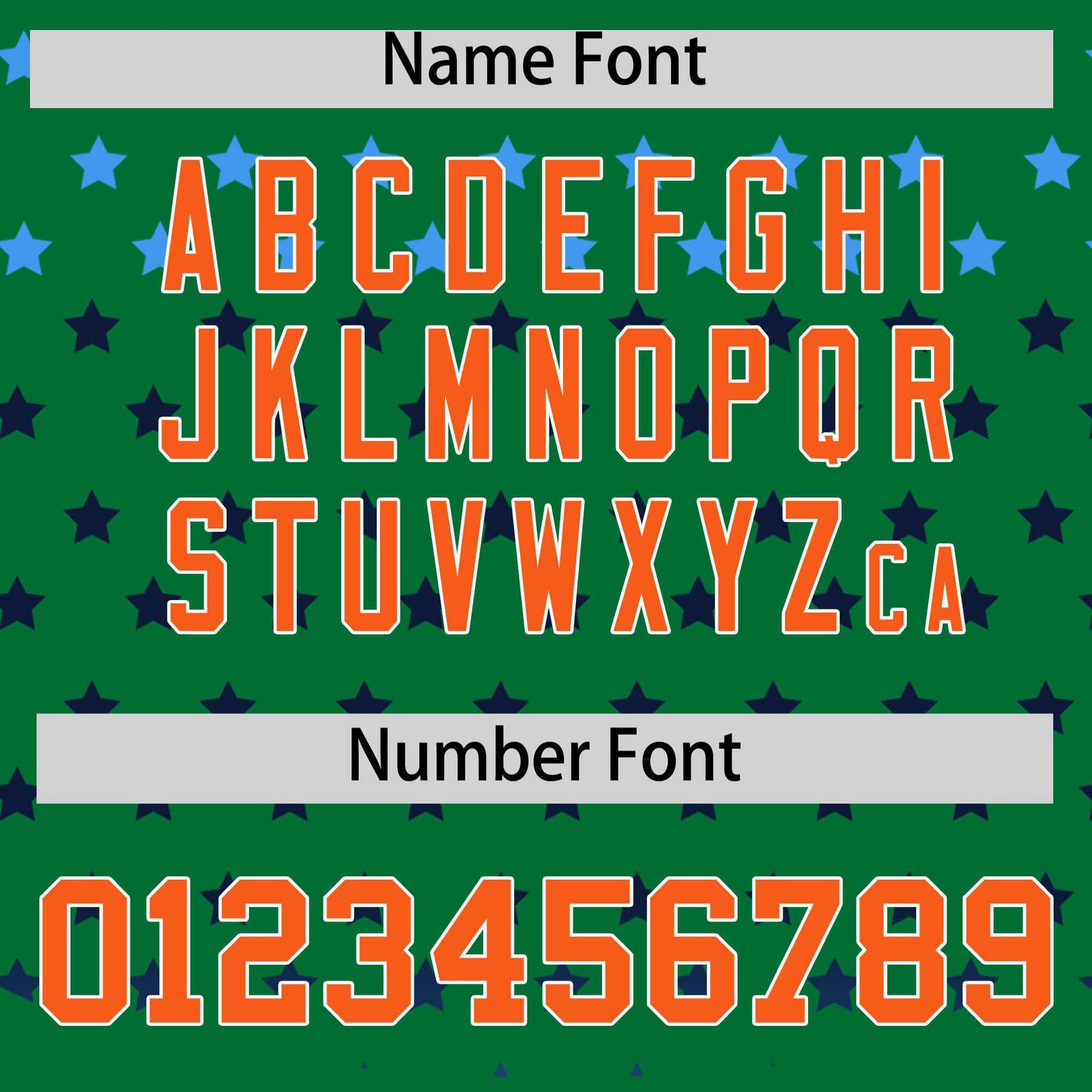 Custom Kelly Green Orange-White Raglan Sleeve Personalized Star Print Authentic Baseball Jersey