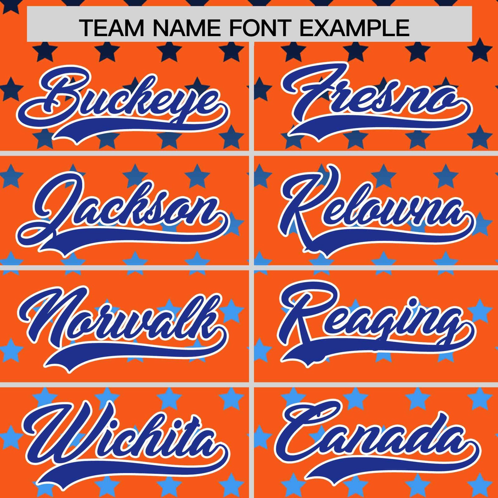 Custom Orange Royal-White Raglan Sleeve Personalized Star Print Authentic Baseball Jersey