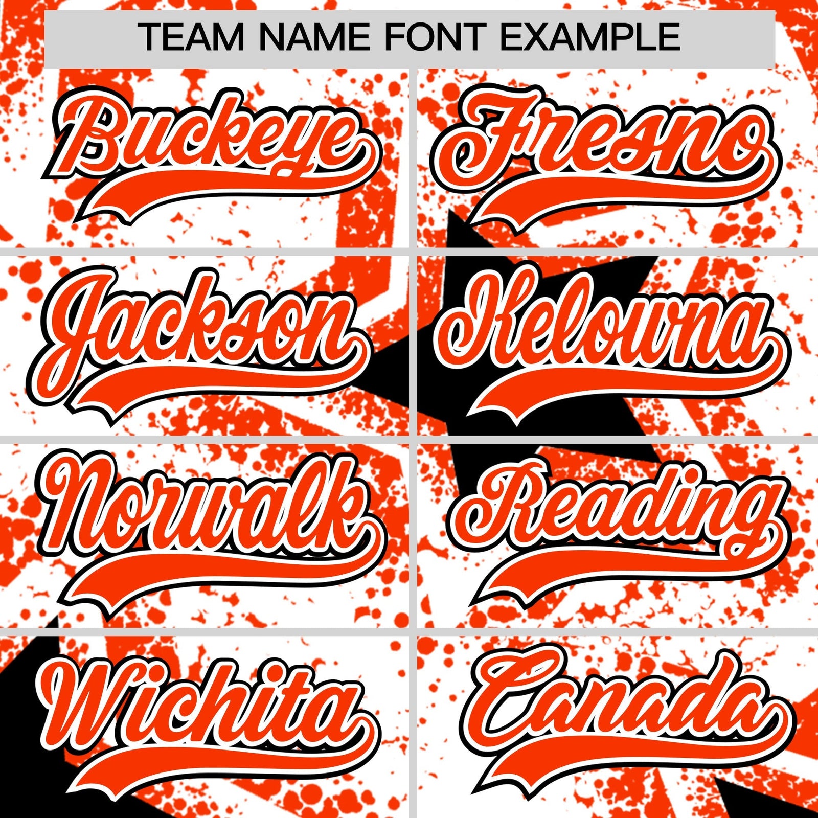 Custom White Black Orange Star Graffiti Team Baseball Jerseys With Custom Names, Numbers & Logos Lightweight Baseball Jersey| KXKSHOP