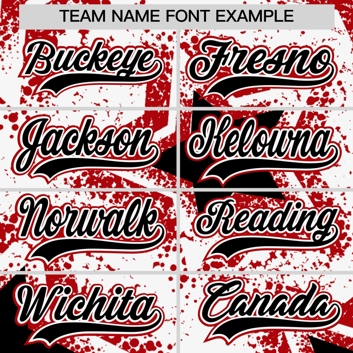 Custom White Black Red Star Graffiti Team Baseball Jerseys With Custom Names, Numbers & Logos Stretch Fabric Baseball Jersey| KXKSHOP