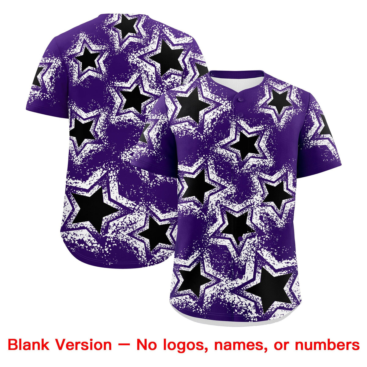 Custom Purple White Black Star Graffiti Team Baseball Jerseys With Custom Names, Numbers & Logos Lightweight Baseball Jersey| KXKSHOP