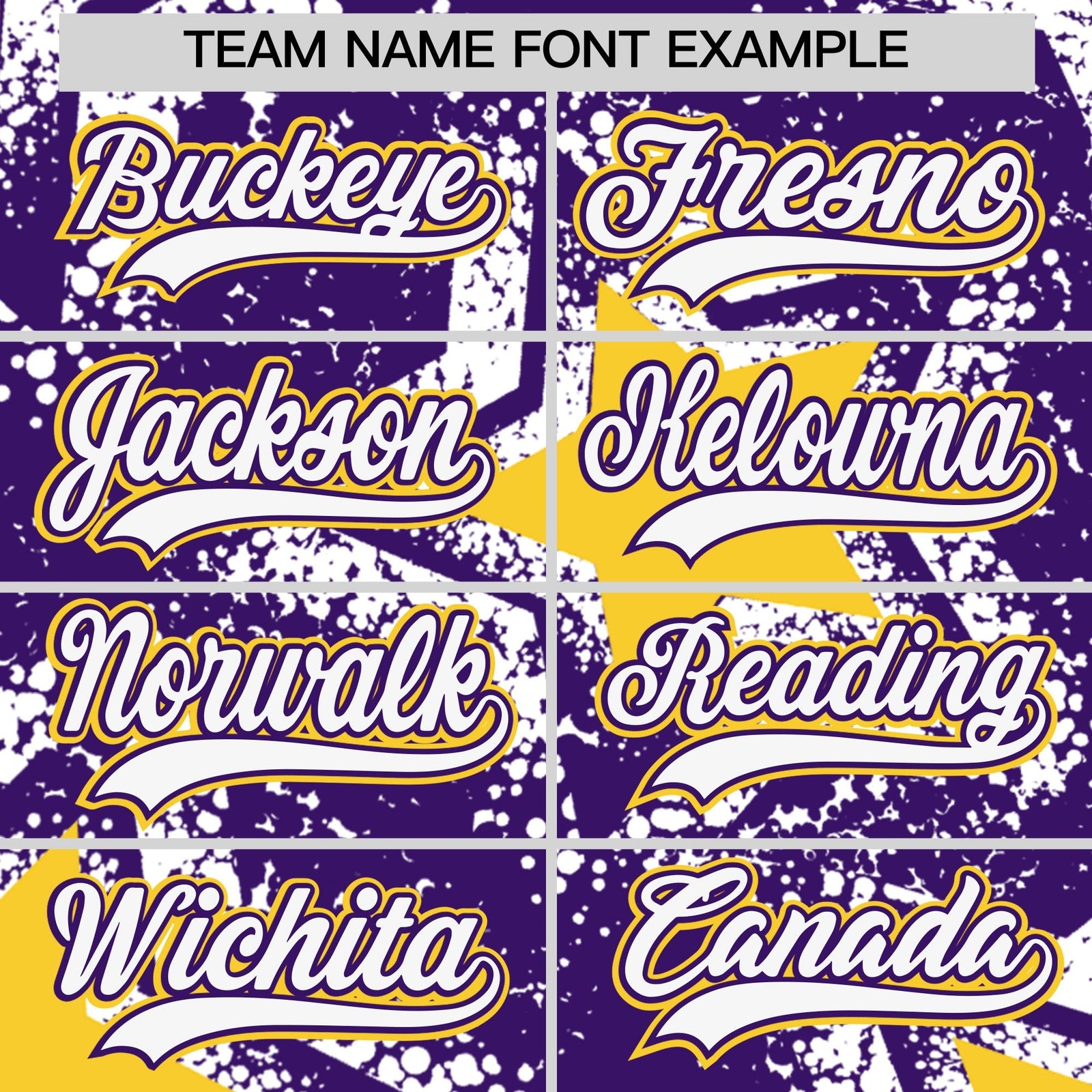 Custom Purple White Gold Star Graffiti Team Baseball Jerseys With Custom Names, Numbers & Logos Lightweight Baseball Jersey| KXKSHOP