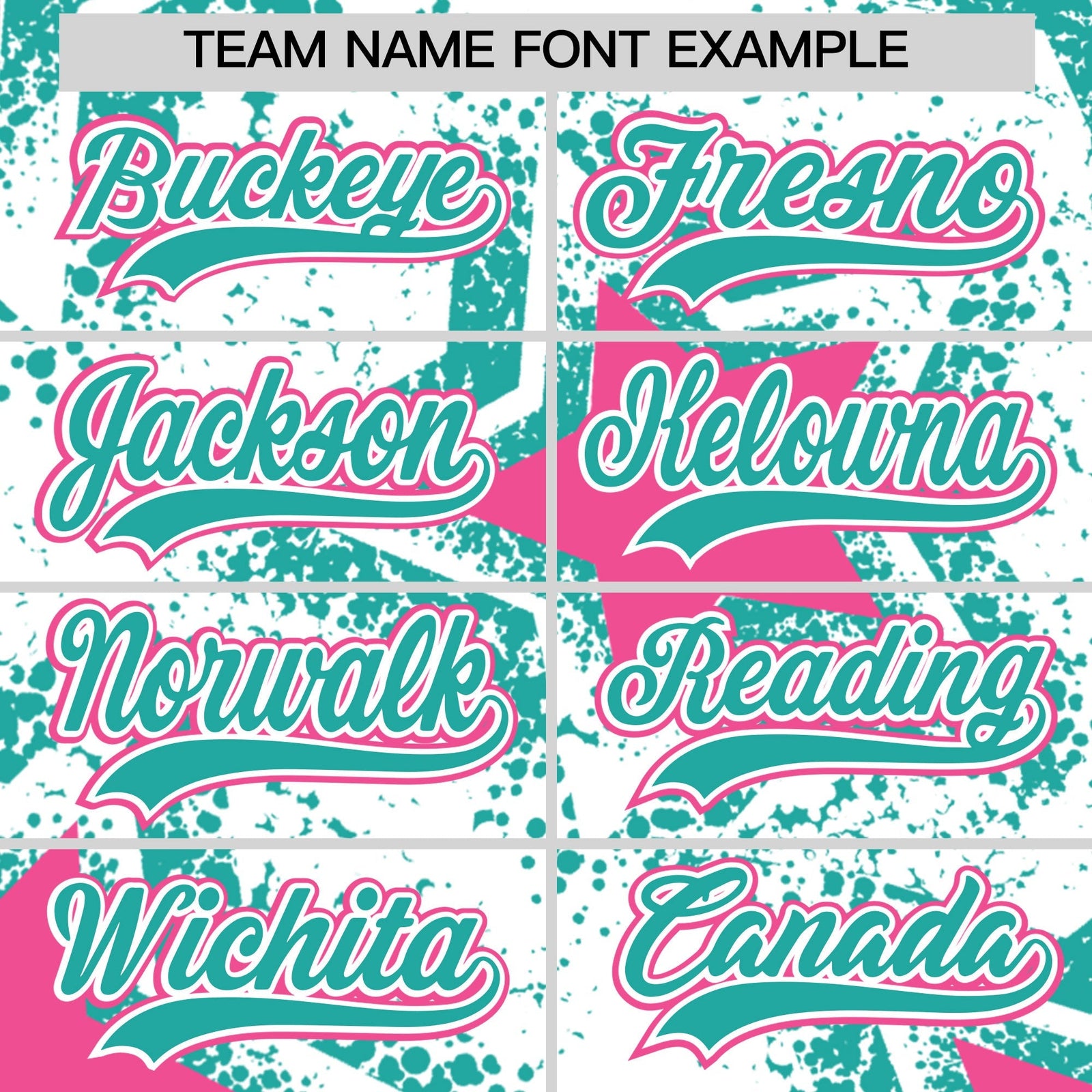 Custom White Aqua Pink Star Graffiti Team Baseball Jerseys With Custom Names, Numbers & Logos Stretch Fabric Baseball Jersey| KXKSHOP