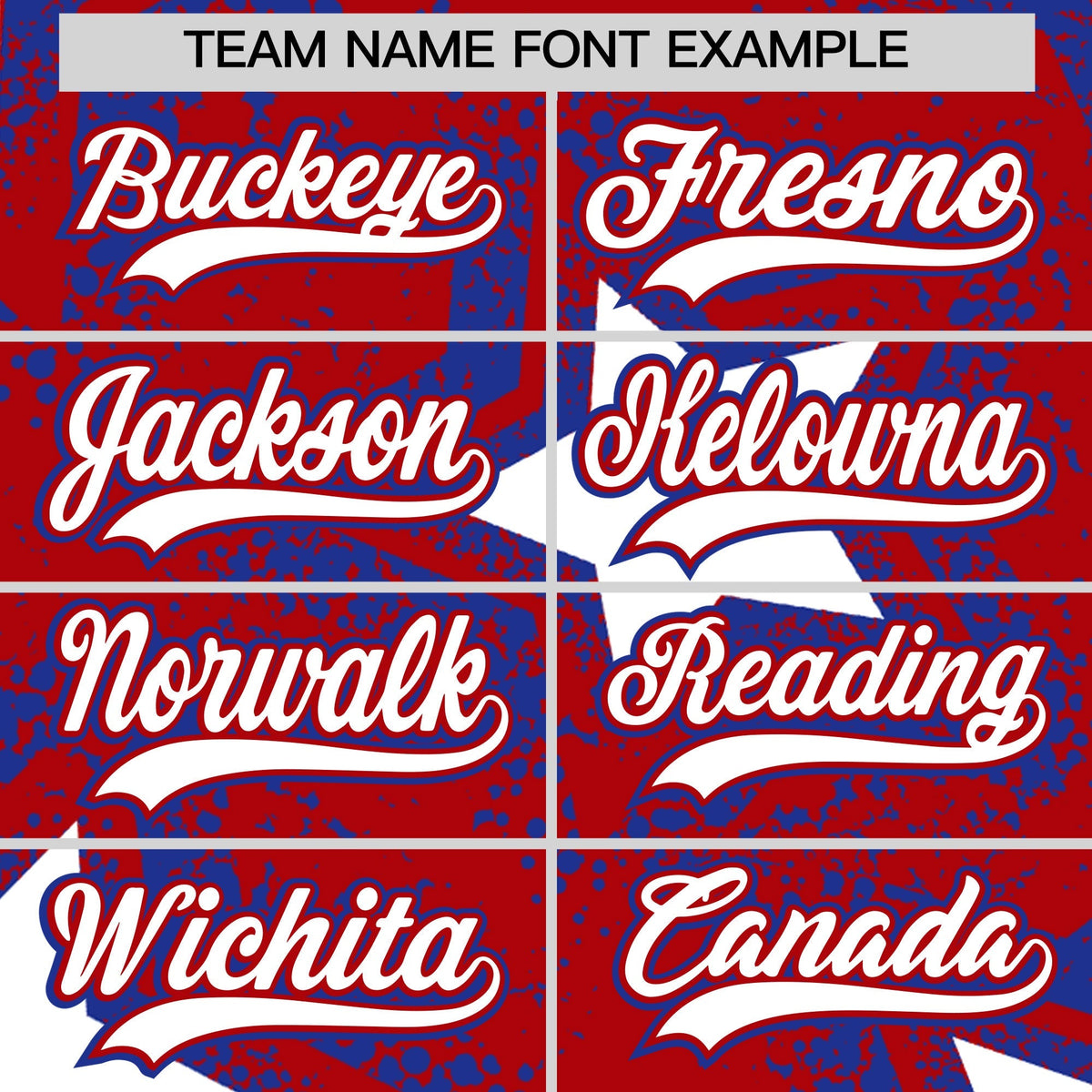 Custom Red Royal Blue White Star Graffiti Team Baseball Jerseys With Custom Names, Numbers & Logos Lightweight Baseball Jersey| KXKSHOP
