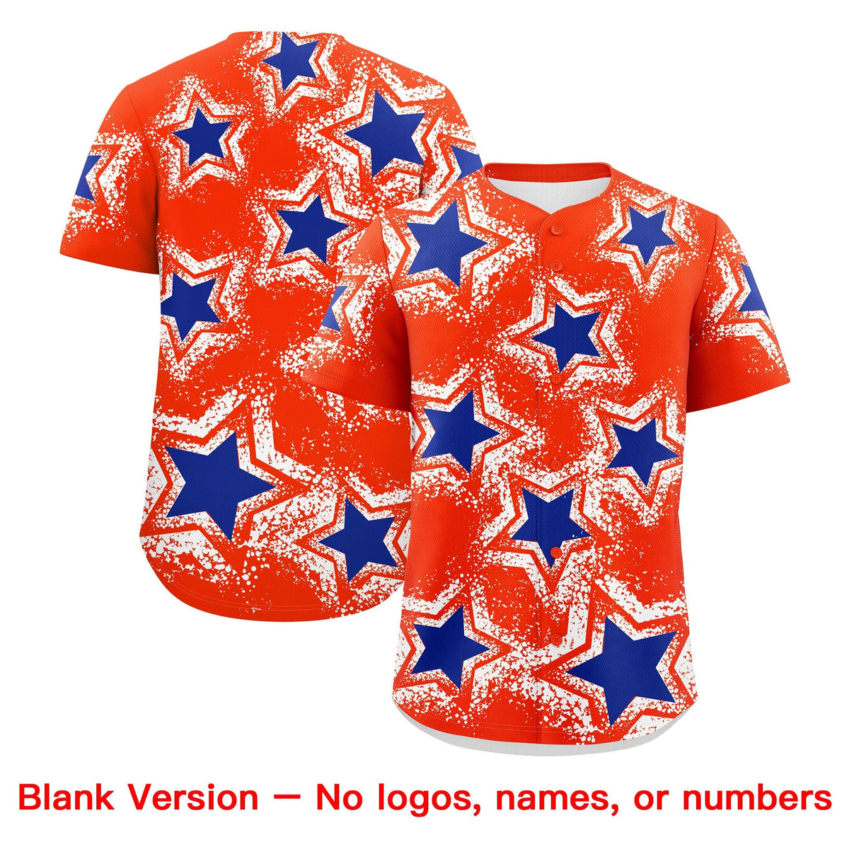 Custom Orange White Royal Blue Star Graffiti Team Baseball Jerseys With Custom Names, Numbers & Logos Lightweight Baseball Jersey| KXKSHOP