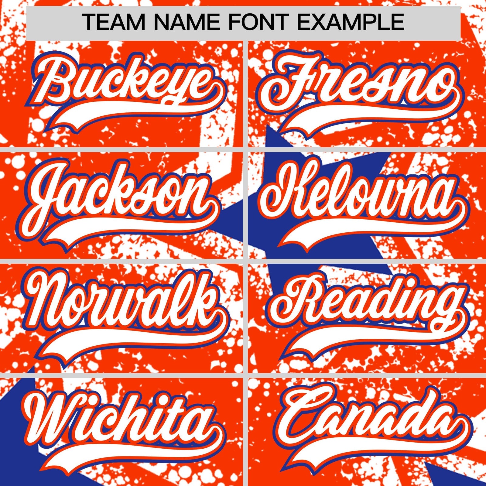 Custom Orange White Royal Blue Star Graffiti Team Baseball Jerseys With Custom Names, Numbers & Logos Lightweight Baseball Jersey| KXKSHOP