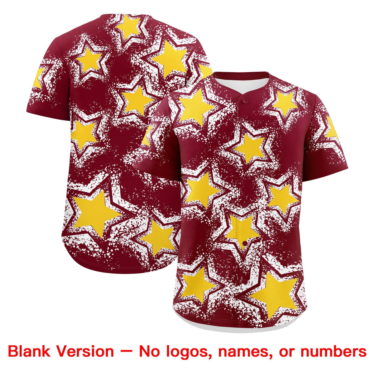 Custom Crimson White Gold Star Graffiti Team Baseball Jerseys With Custom Names, Numbers & Logos Stretch Fabric Baseball Jersey| KXKSHOP