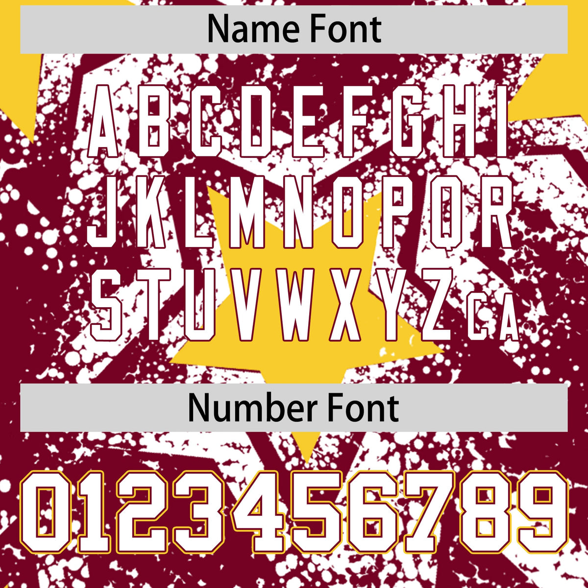 Custom Crimson White Gold Star Graffiti Team Baseball Jerseys With Custom Names, Numbers & Logos Stretch Fabric Baseball Jersey| KXKSHOP