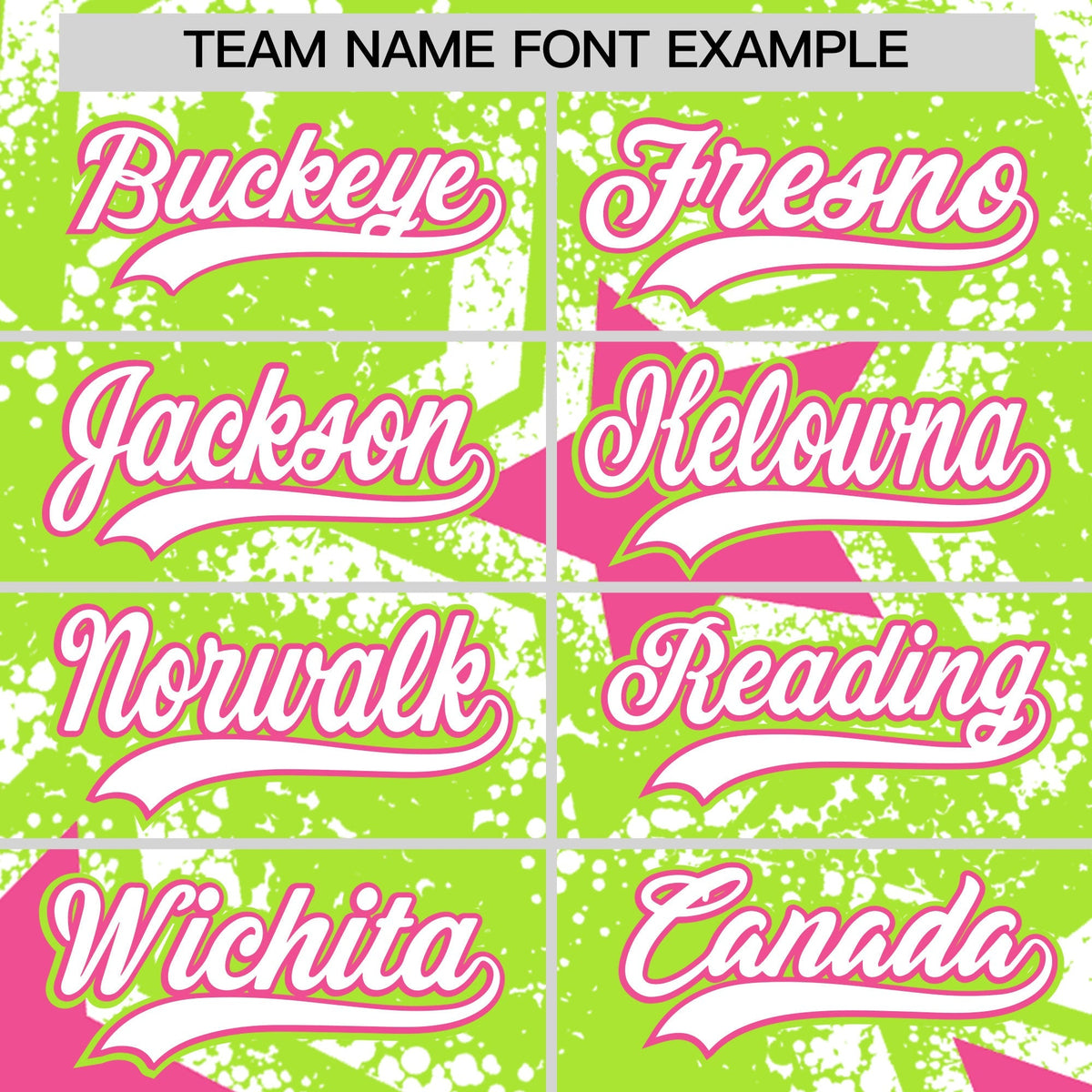 Custom Neon Green White Pink Star Graffiti Team Baseball Jerseys With Custom Names, Numbers & Logos Stretch Fabric Baseball Jersey| KXKSHOP