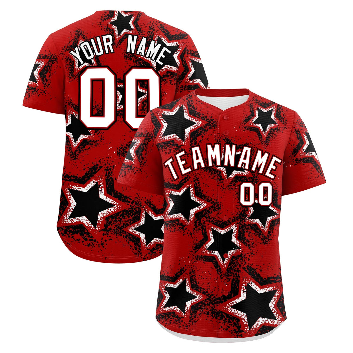 Custom Red Black White Star Graffiti Team Baseball Jerseys With Custom Names, Numbers & Logos Lightweight Baseball Jersey| KXKSHOP