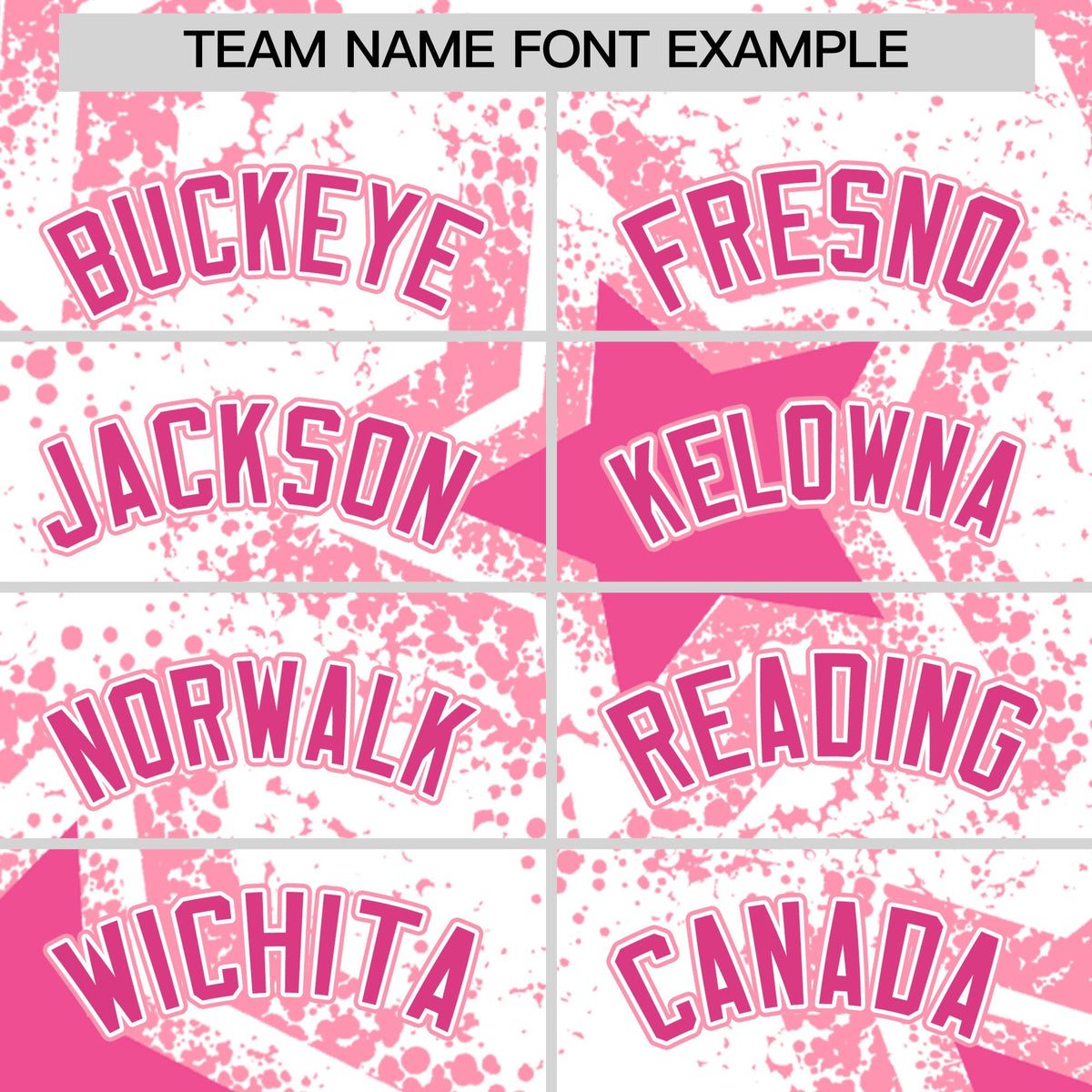 Custom White Pink Light Pink Star Graffiti Team Baseball Jerseys With Custom Names, Numbers & Logos Stretch Fabric Baseball Jersey| KXKSHOP