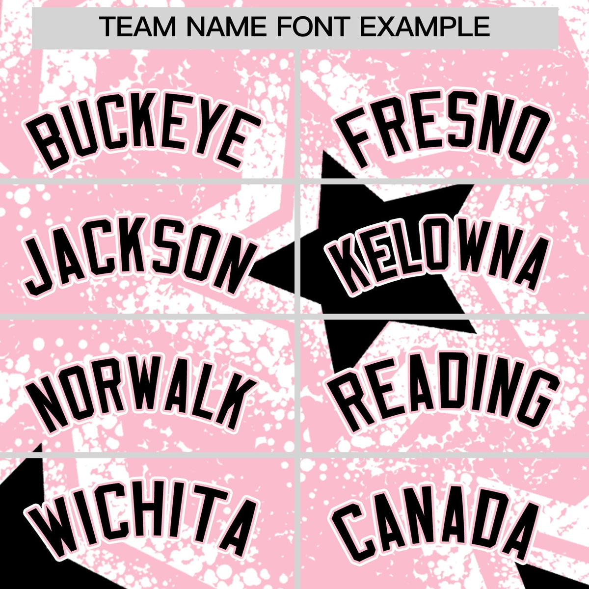 Custom Light Pink White Black Star Graffiti Team Baseball Jerseys With Custom Names, Numbers & Logos Stretch Fabric Baseball Jersey| KXKSHOP