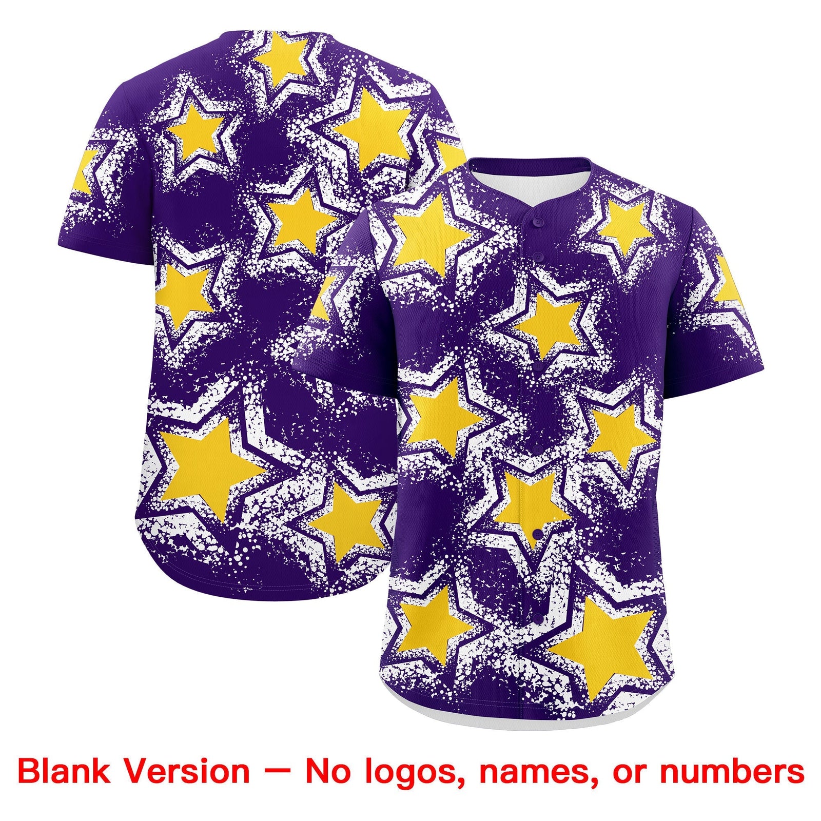 Custom Purple White Gold Star Graffiti Team Baseball Jerseys With Custom Names, Numbers & Logos Lightweight Baseball Jersey| KXKSHOP