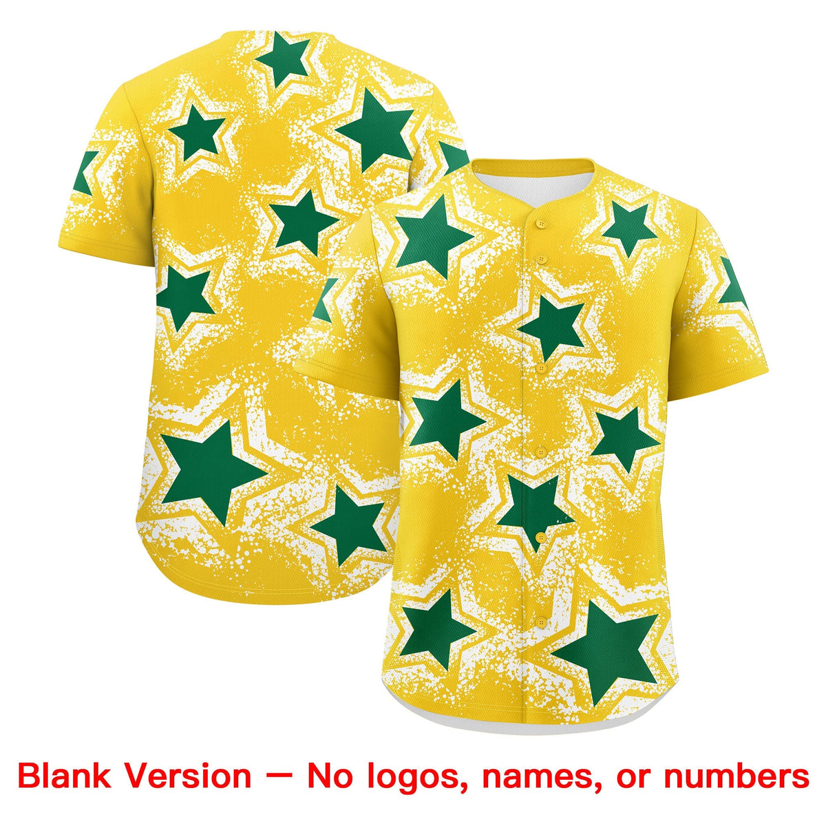 Custom Gold White Kelly Green Star Graffiti Team Baseball Jerseys With Custom Names, Numbers & Logos Lightweight Baseball Jersey| KXKSHOP