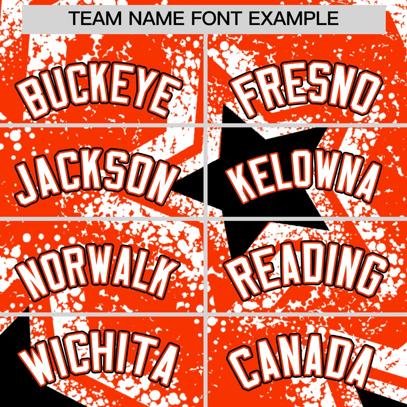 Custom Orange White Black Star Graffiti Team Baseball Jerseys With Custom Names, Numbers & Logos Stretch Fabric Baseball Jersey| KXKSHOP