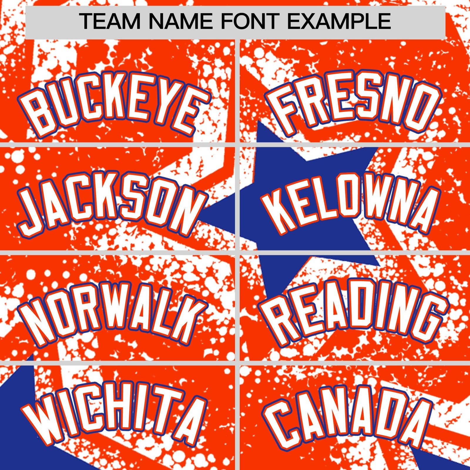 Custom Orange White Royal Blue Star Graffiti Team Baseball Jerseys With Custom Names, Numbers & Logos Lightweight Baseball Jersey| KXKSHOP