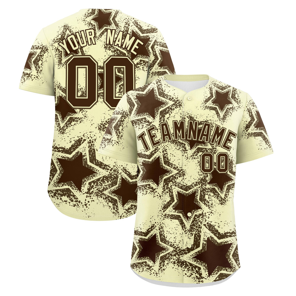 Custom Cream Light Brown Brown Star Graffiti Team Baseball Jerseys With Custom Names, Numbers & Logos Lightweight Baseball Jersey| KXKSHOP