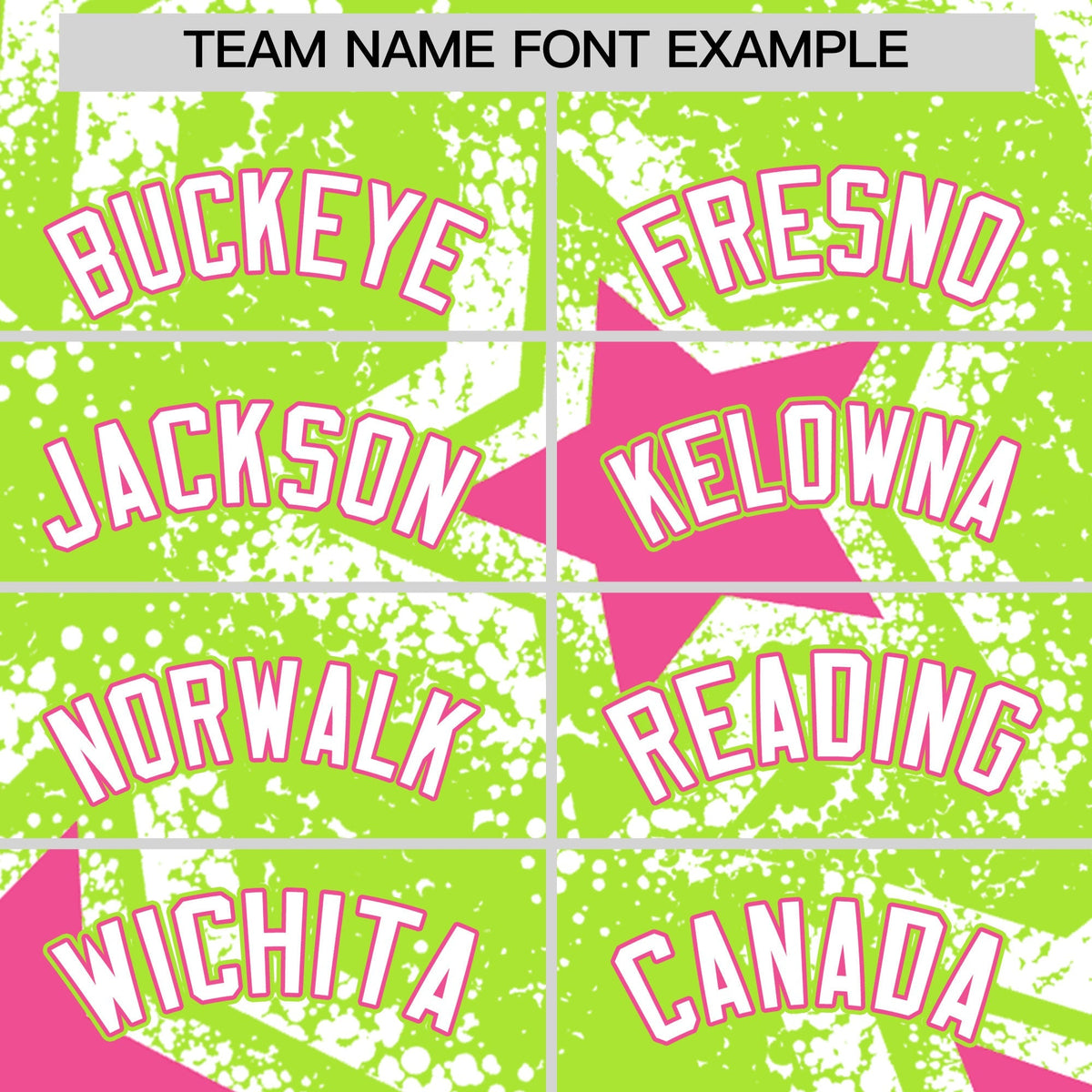 Custom Neon Green White Pink Star Graffiti Team Baseball Jerseys With Custom Names, Numbers & Logos Stretch Fabric Baseball Jersey| KXKSHOP