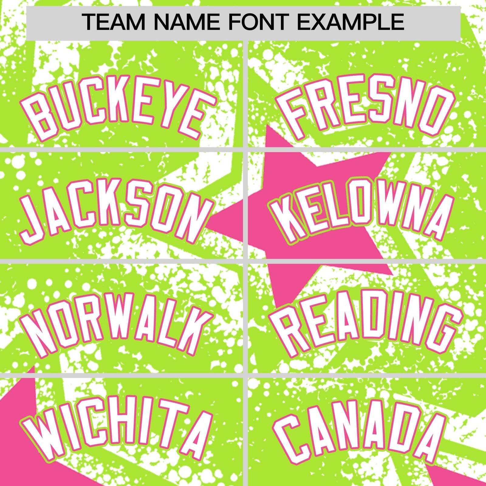 Custom Neon Green White Pink Star Graffiti Team Baseball Jerseys With Custom Names, Numbers & Logos Stretch Fabric Baseball Jersey| KXKSHOP