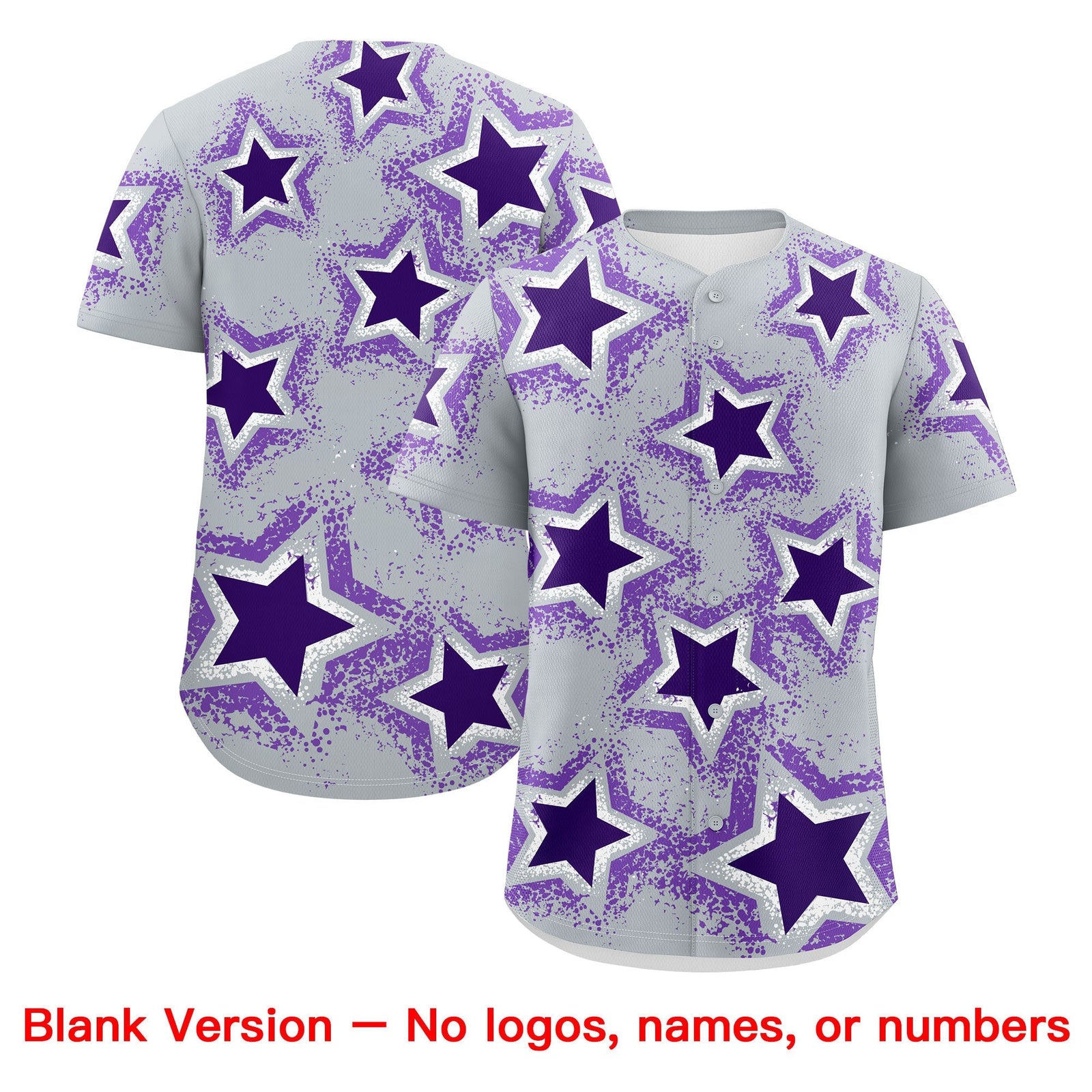 Custom Silver Purple White Star Graffiti Team Baseball Jerseys With Custom Names, Numbers & Logos Lightweight Baseball Jersey| KXKSHOP