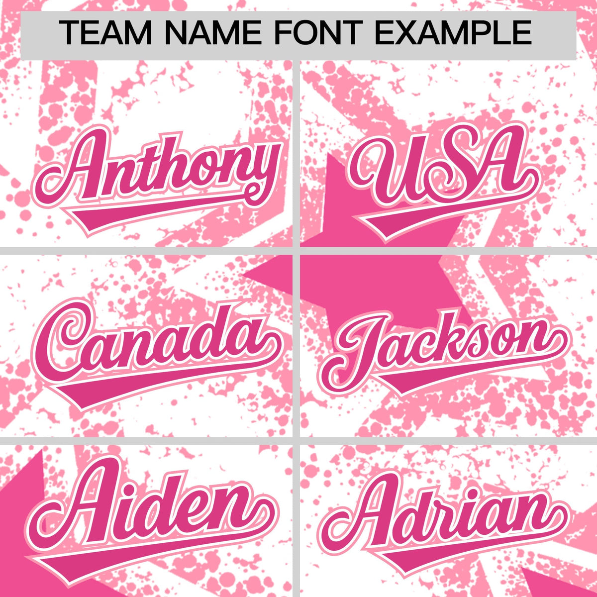 Custom White Pink Light Pink Star Graffiti Team Baseball Jerseys With Custom Names, Numbers & Logos Stretch Fabric Baseball Jersey| KXKSHOP