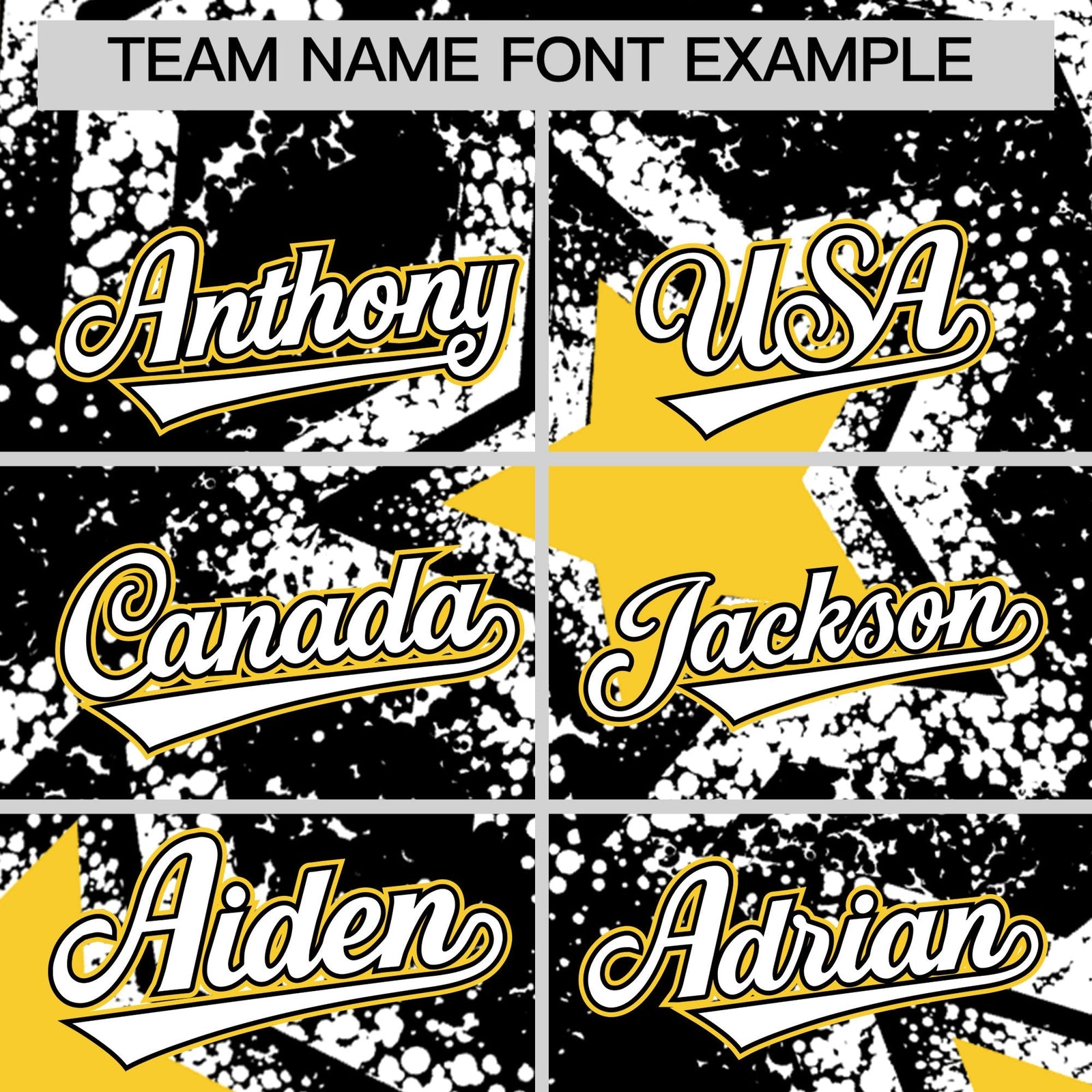 Custom Black Gold White Star Graffiti Team Baseball Jerseys With Custom Names, Numbers & Logos Lightweight Baseball Jersey| KXKSHOP