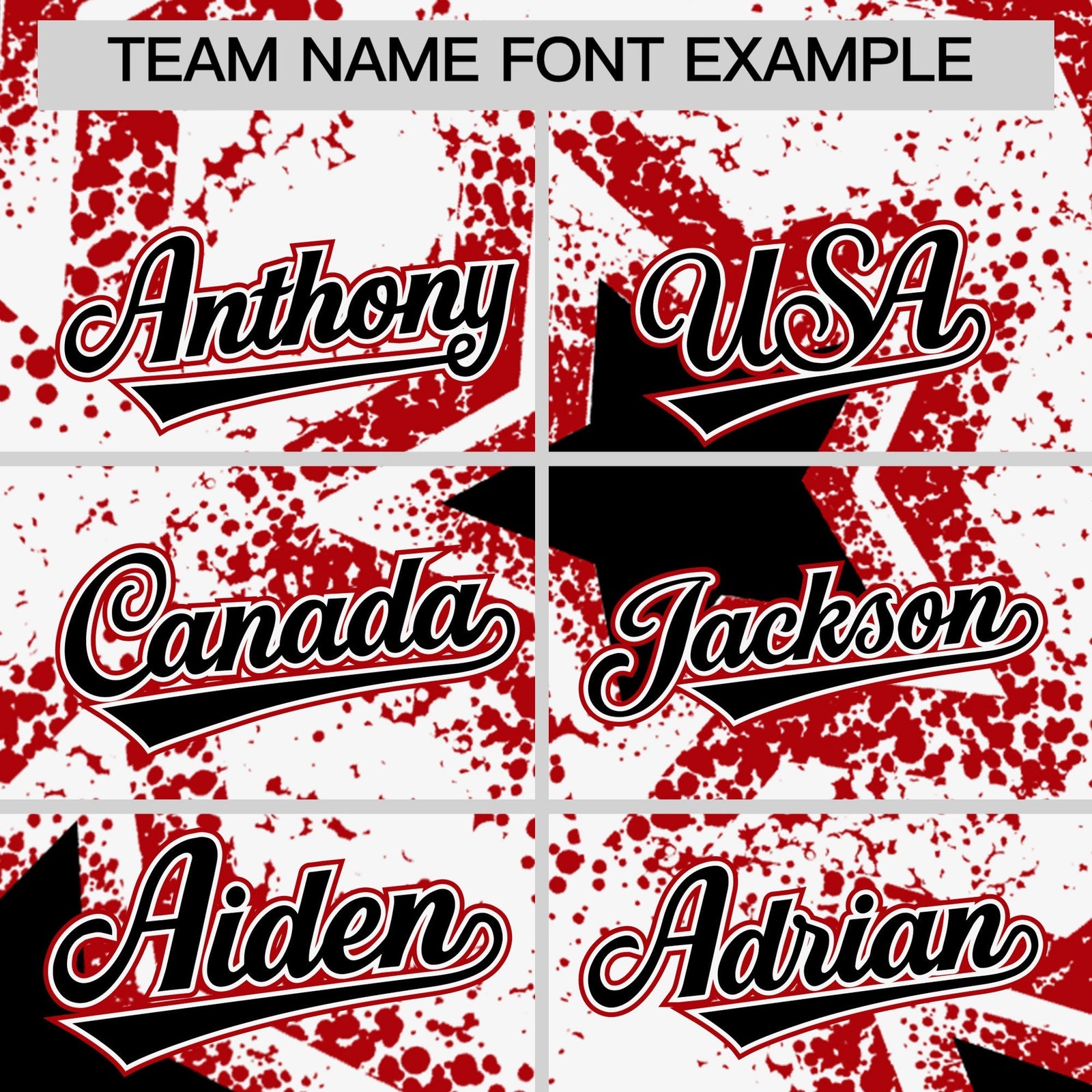 Custom White Black Red Star Graffiti Team Baseball Jerseys With Custom Names, Numbers & Logos Stretch Fabric Baseball Jersey| KXKSHOP