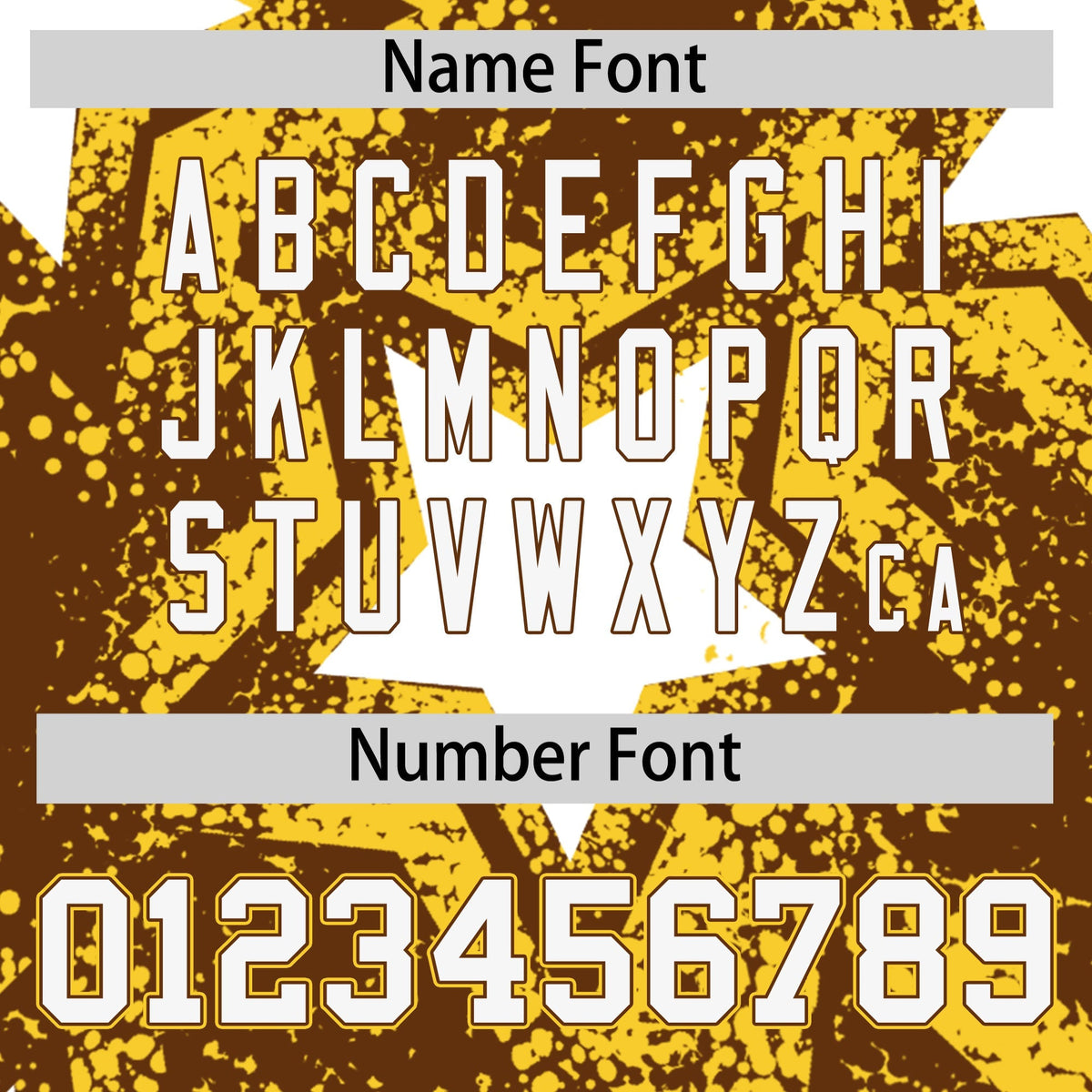 Custom Brown Gold White Star Graffiti Team Baseball Jerseys With Custom Names, Numbers & Logos Stretch Fabric Baseball Jersey| KXKSHOP