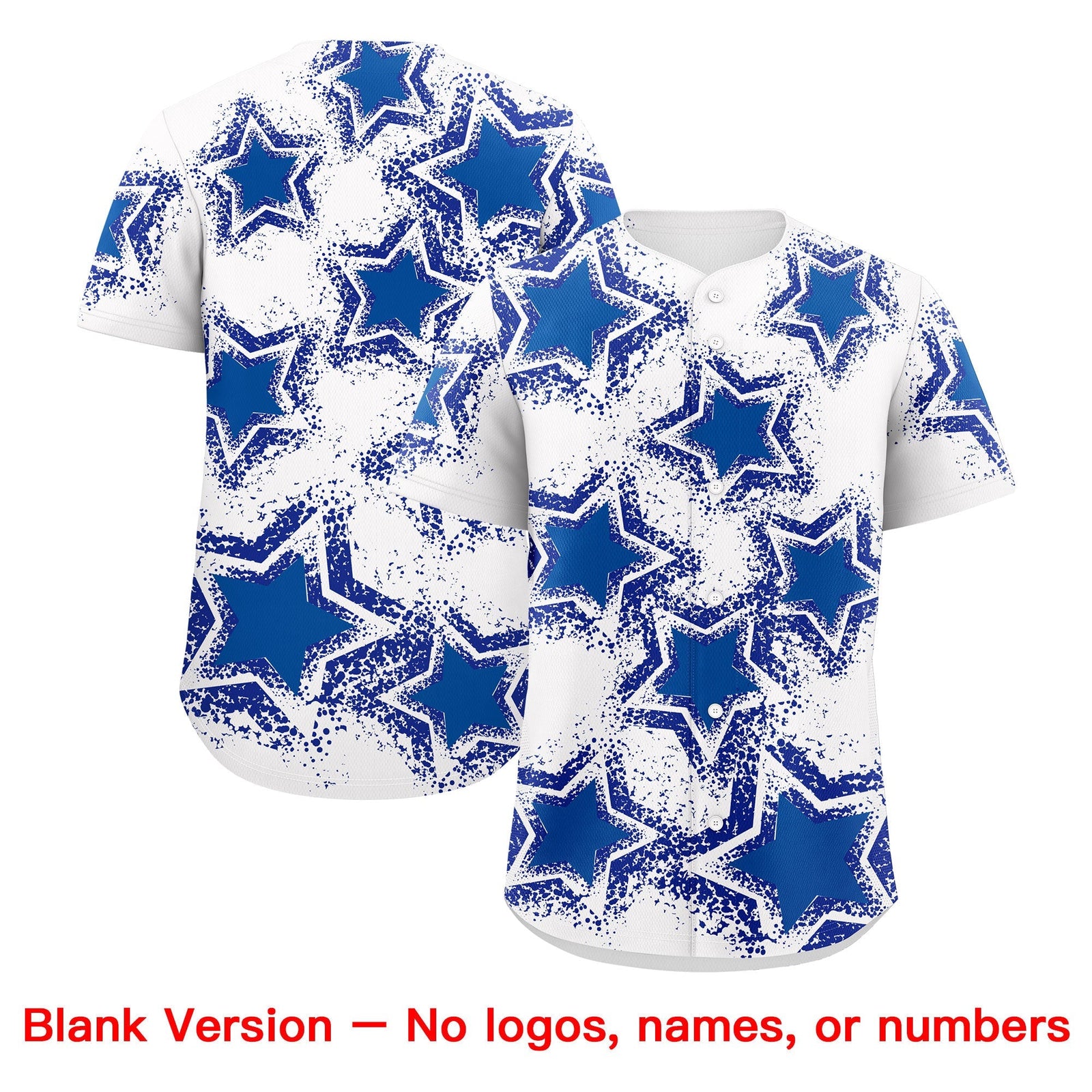 Custom White Royal Blue Royal Star Graffiti Team Baseball Jerseys With Custom Names, Numbers & Logos Stretch Fabric Baseball Jersey| KXKSHOP