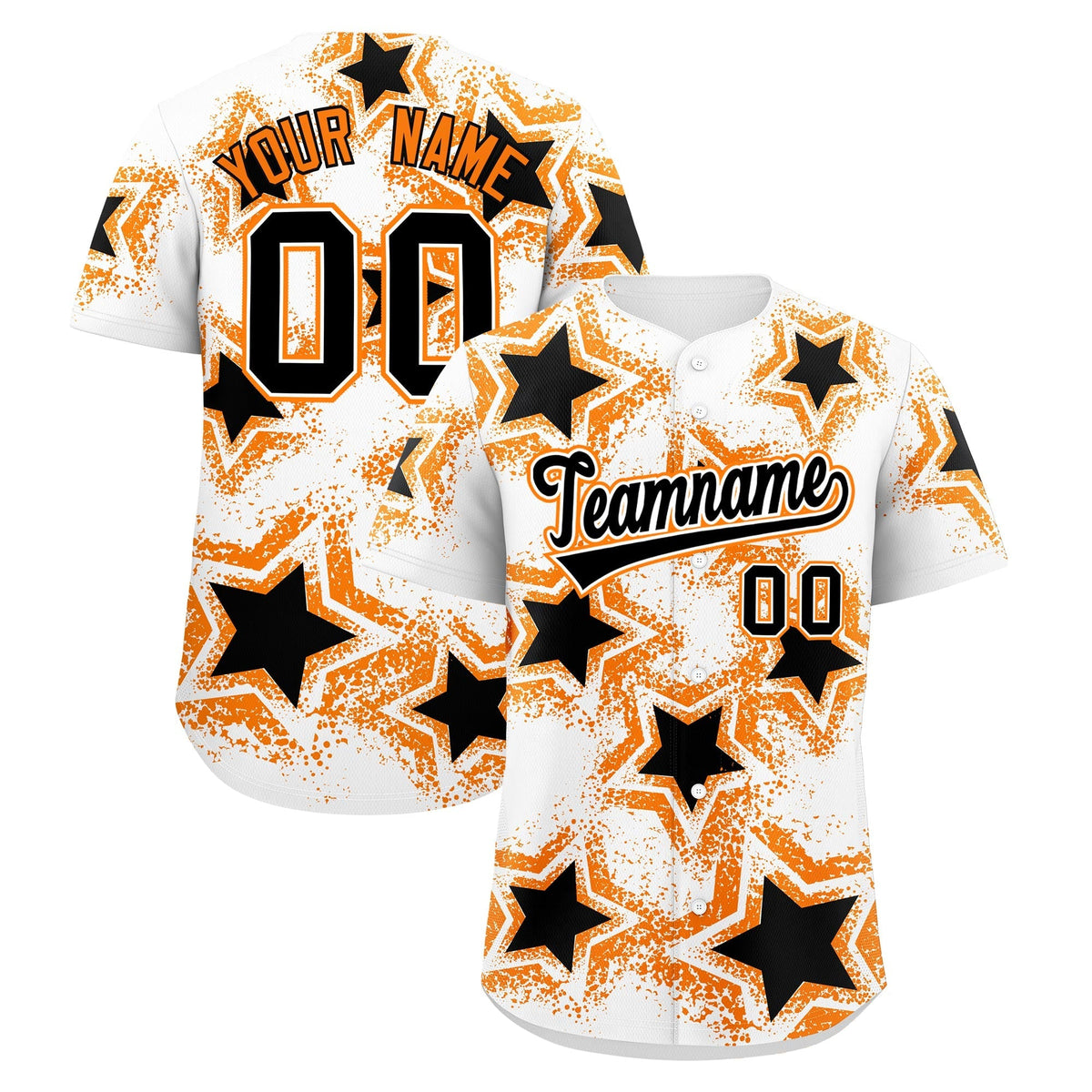 Custom White Orange Black Star Graffiti Team Baseball Jerseys With Custom Names, Numbers & Logos Lightweight Baseball Jersey| KXKSHOP