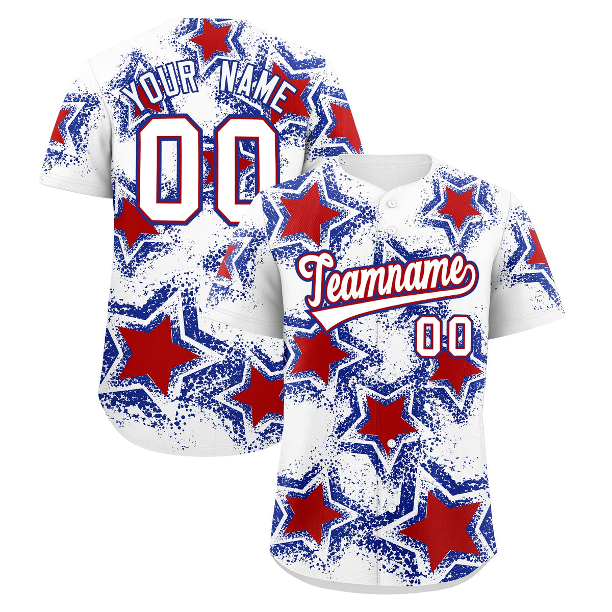 Custom Black Royal Blue Red Star Graffiti Team Baseball Jerseys With Custom Names, Numbers & Logos Lightweight Baseball Jersey| KXKSHOP