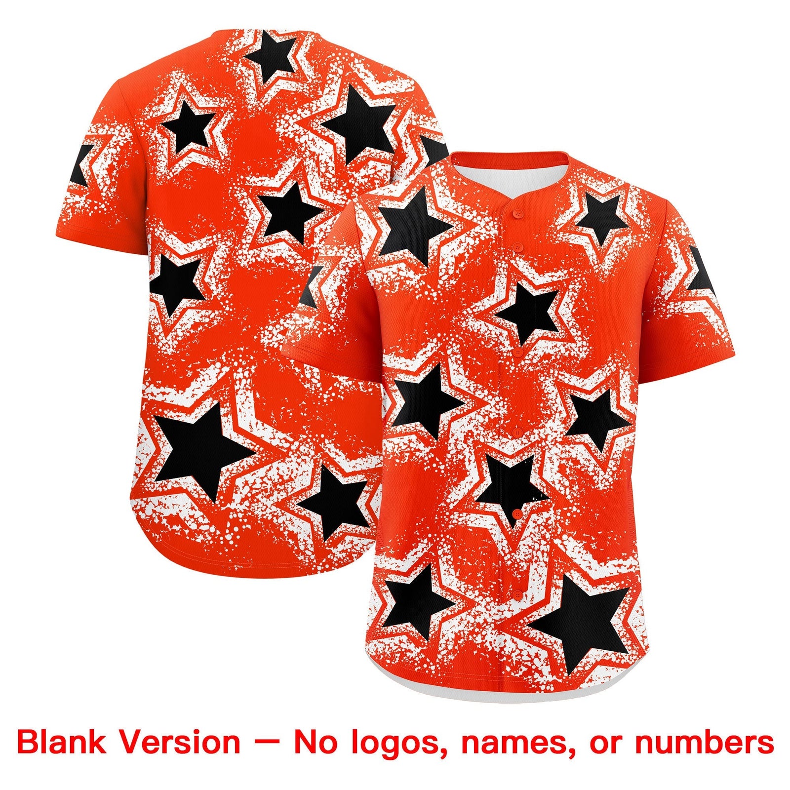 Custom Orange White Black Star Graffiti Team Baseball Jerseys With Custom Names, Numbers & Logos Stretch Fabric Baseball Jersey| KXKSHOP
