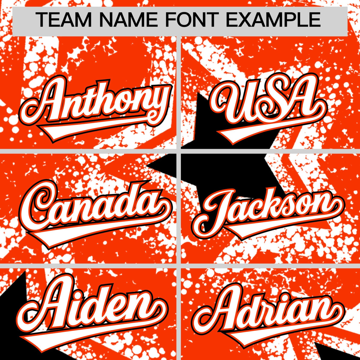 Custom Orange White Black Star Graffiti Team Baseball Jerseys With Custom Names, Numbers & Logos Stretch Fabric Baseball Jersey| KXKSHOP