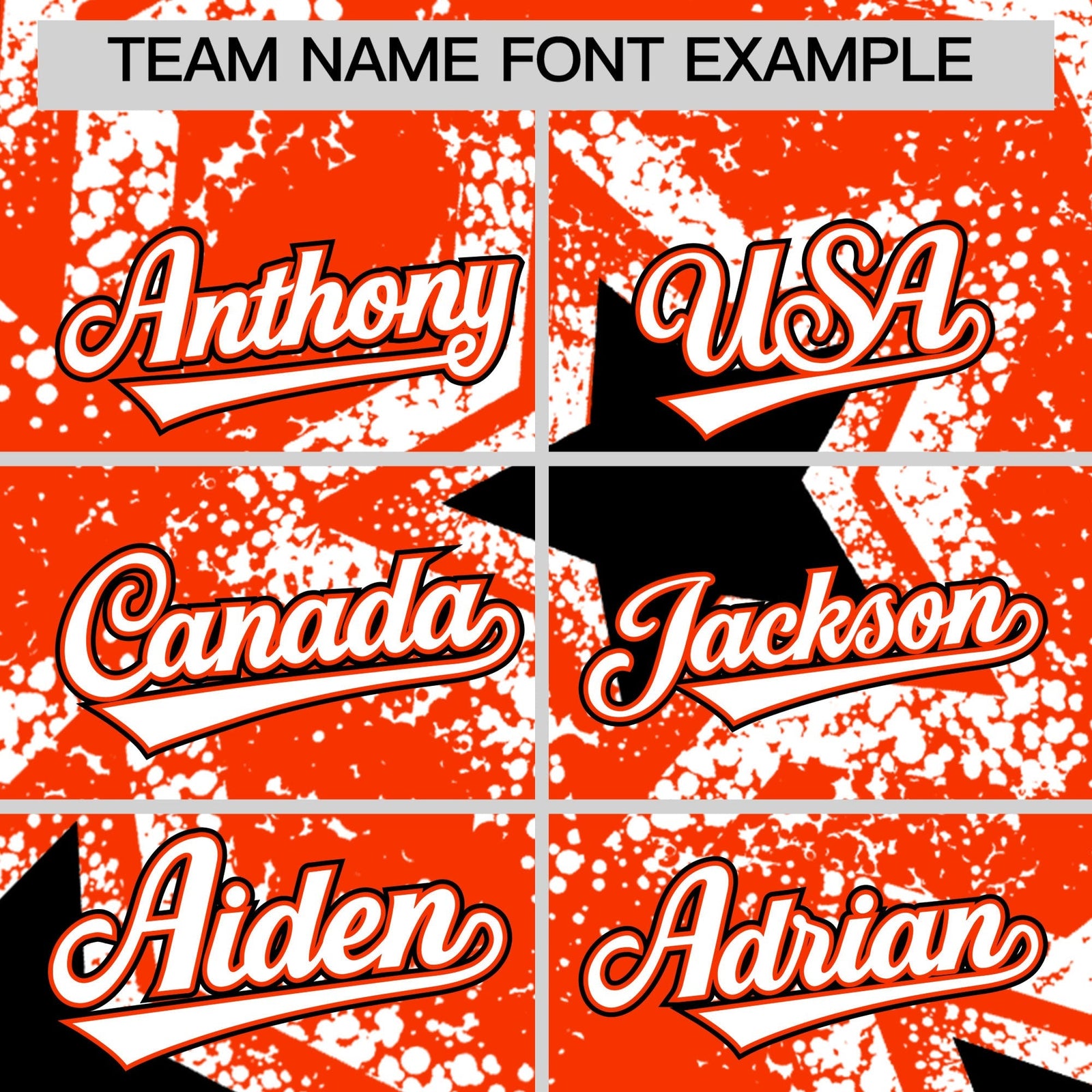 Custom Orange White Black Star Graffiti Team Baseball Jerseys With Custom Names, Numbers & Logos Stretch Fabric Baseball Jersey| KXKSHOP