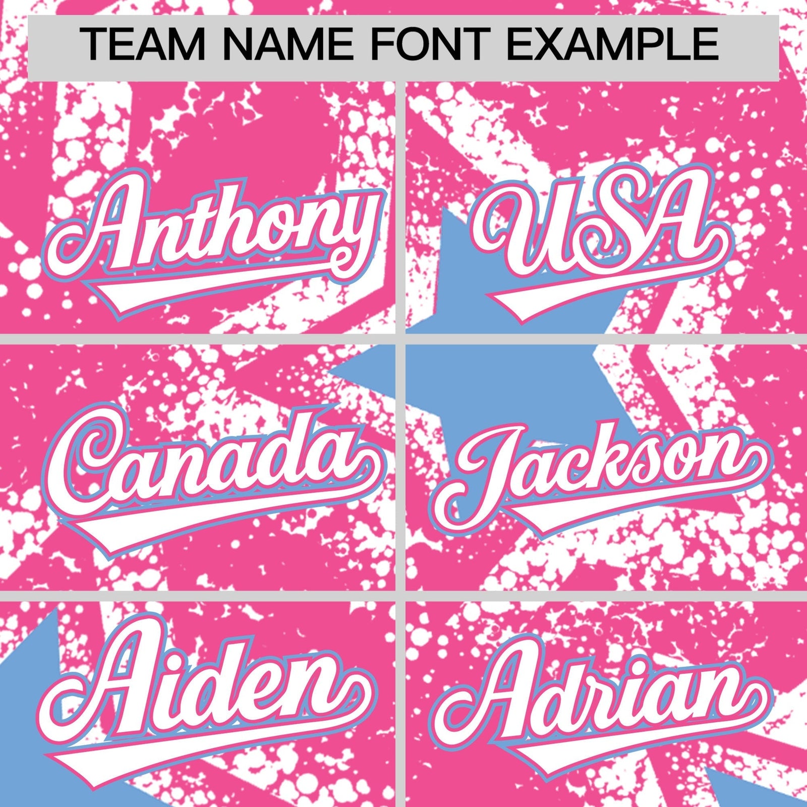 Custom Pink White Light Blue Star Graffiti Team Baseball Jerseys With Custom Names, Numbers & Logos Lightweight Baseball Jersey| KXKSHOP