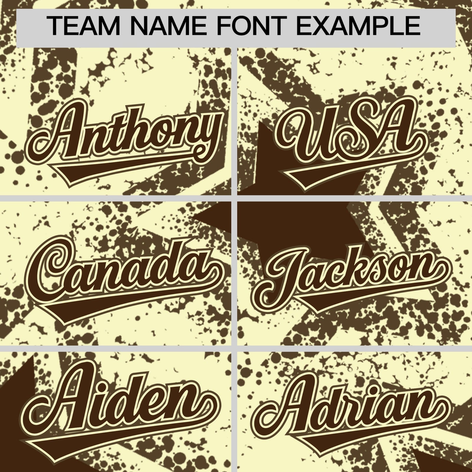 Custom Cream Light Brown Brown Star Graffiti Team Baseball Jerseys With Custom Names, Numbers & Logos Lightweight Baseball Jersey| KXKSHOP