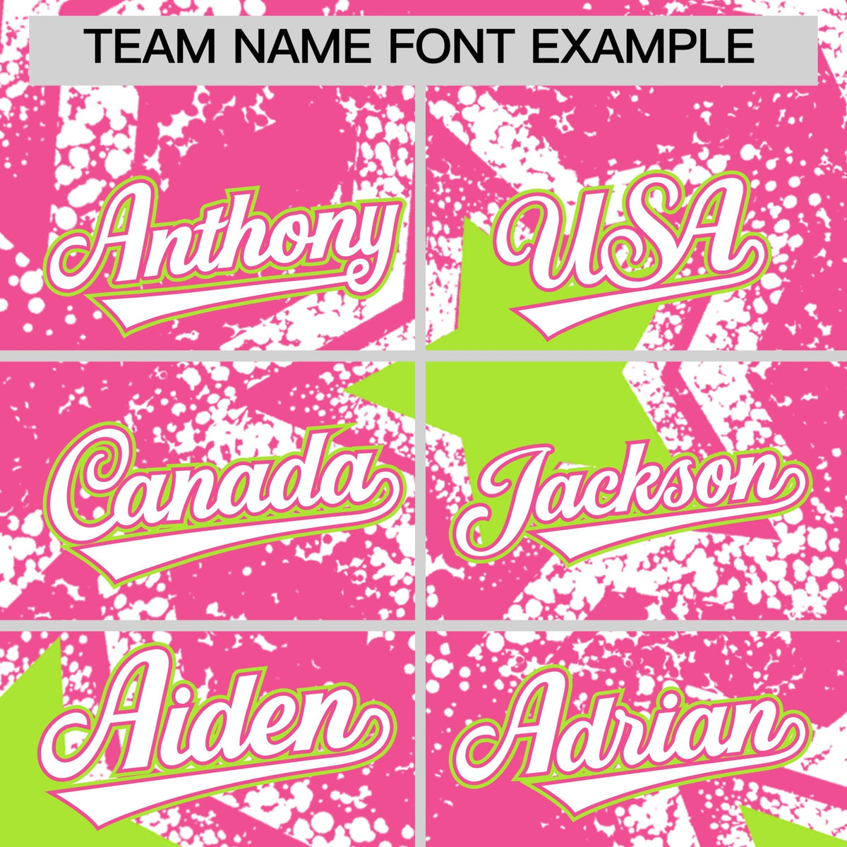 Custom Pink White Neon Green Star Graffiti Team Baseball Jerseys With Custom Names, Numbers & Logos Lightweight Baseball Jersey| KXKSHOP