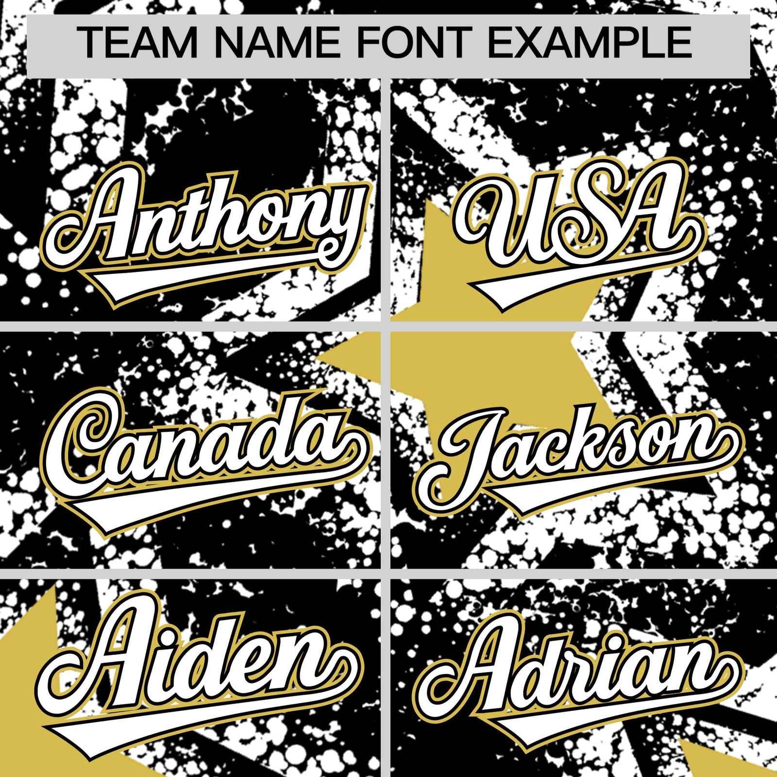 Custom Black White Old Gold Star Graffiti Team Baseball Jerseys With Custom Names, Numbers & Logos Lightweight Baseball Jersey| KXKSHOP