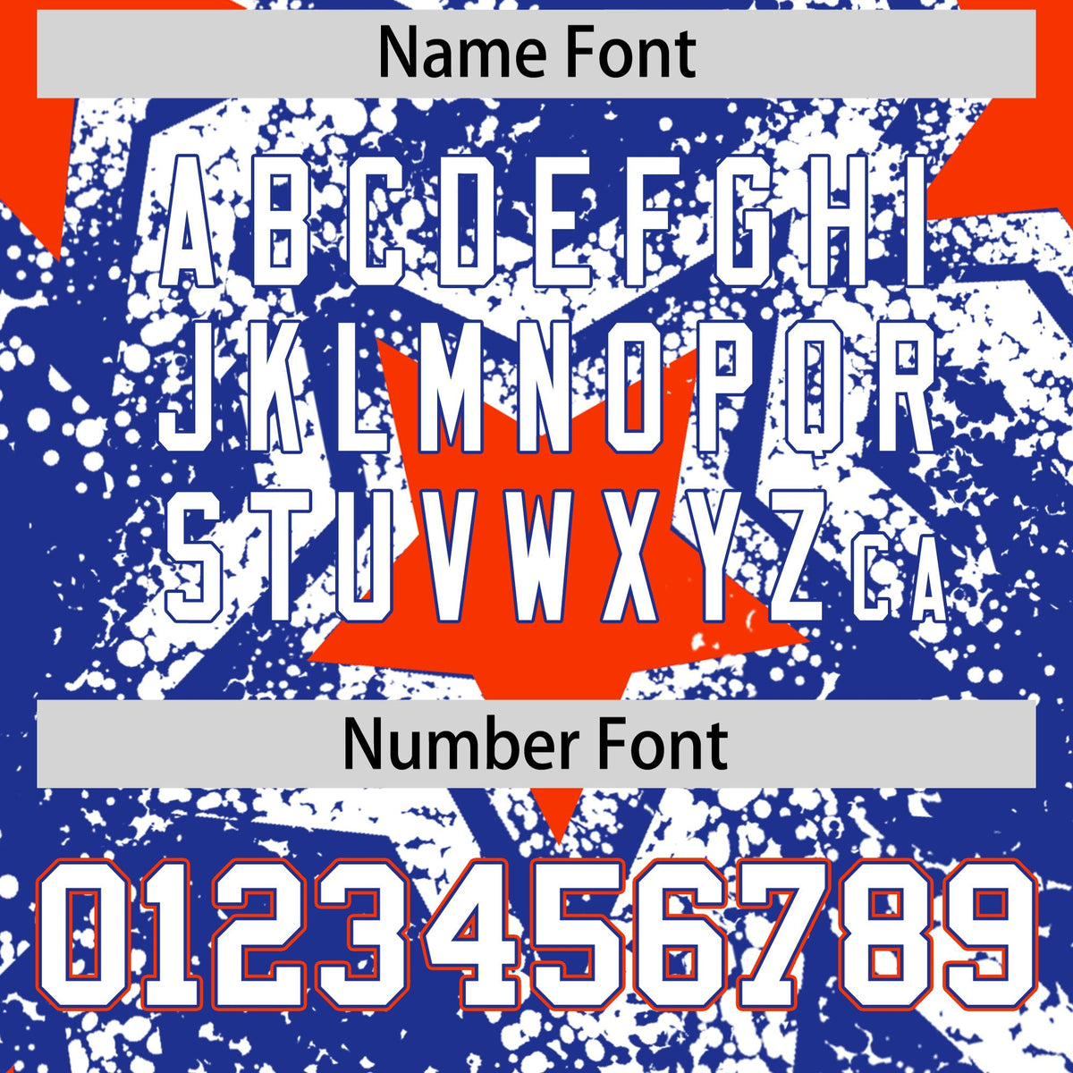Custom Royal Blue Orange White Star Graffiti Team Baseball Jerseys With Custom Names, Numbers & Logos Stretch Fabric Baseball Jersey| KXKSHOP