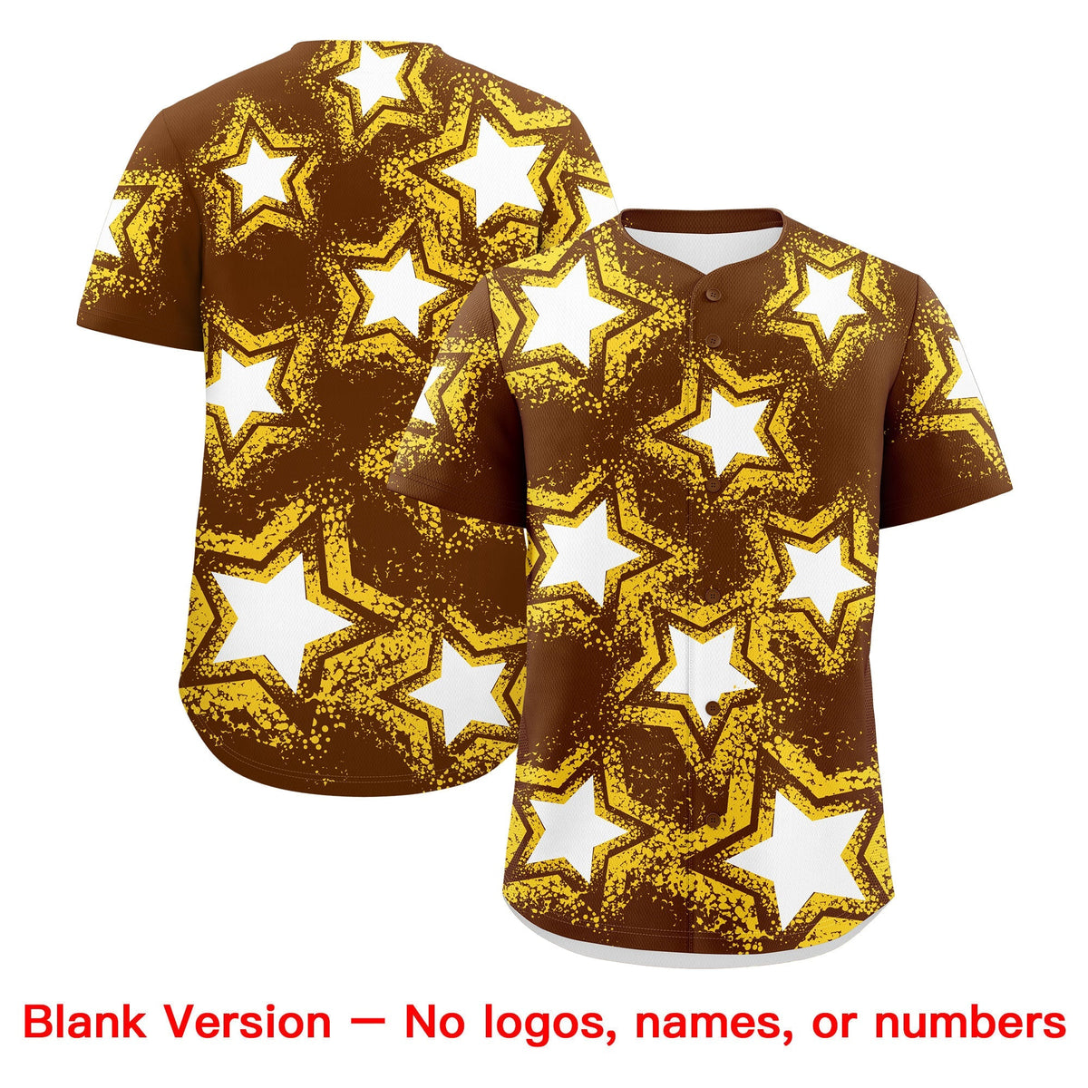 Custom Brown Gold White Star Graffiti Team Baseball Jerseys With Custom Names, Numbers & Logos Stretch Fabric Baseball Jersey| KXKSHOP