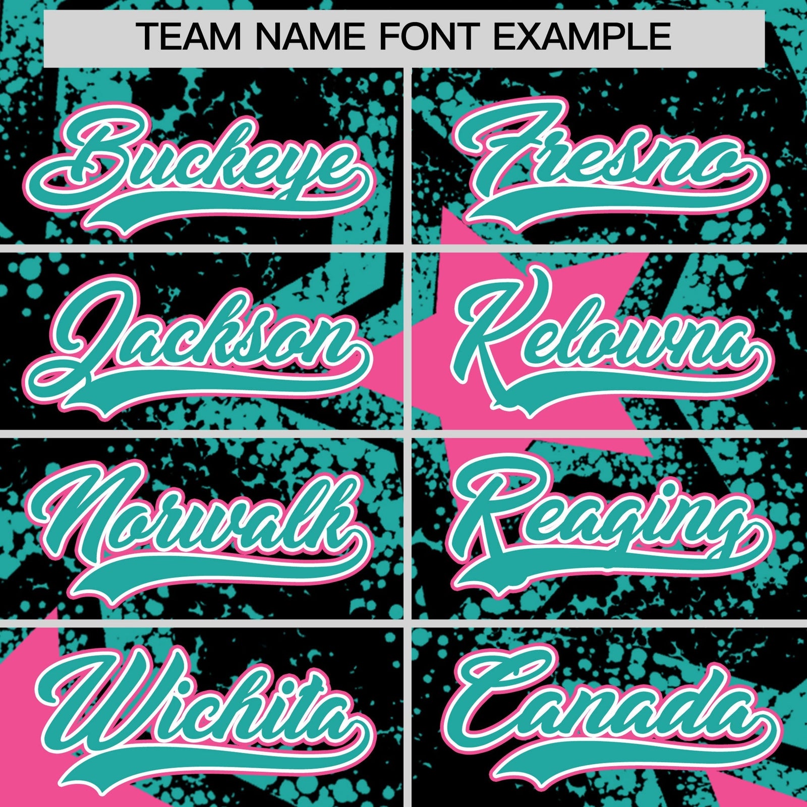 Custom Black Aqua Pink Star Graffiti Team Baseball Jerseys With Custom Names, Numbers & Logos Lightweight Baseball Jersey| KXKSHOP