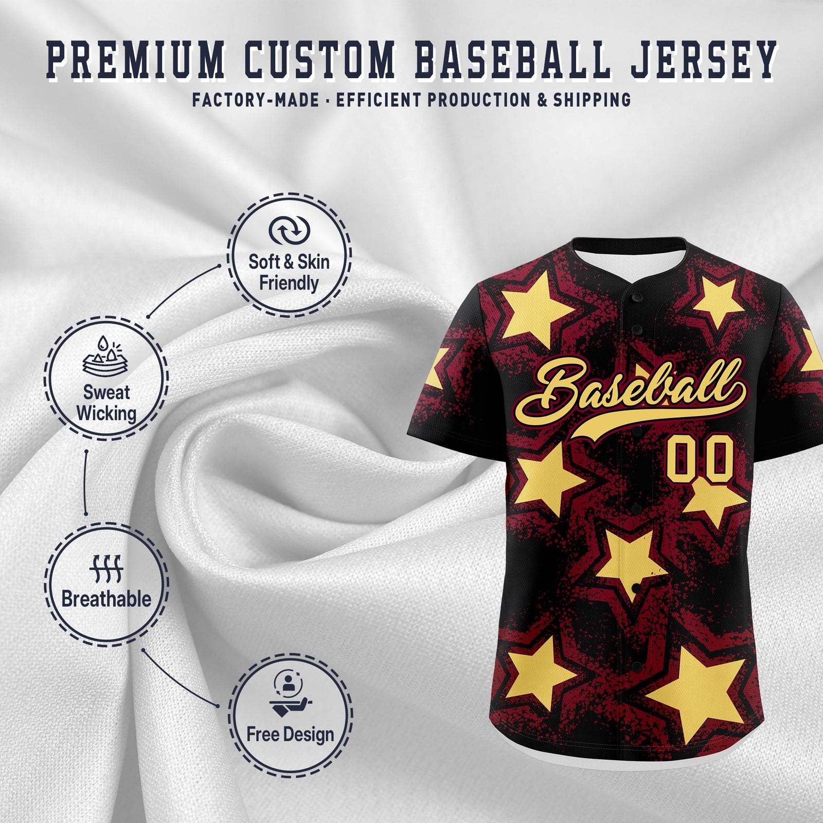 Custom Black Crimson Khaki Star Graffiti Team Baseball Jerseys With Custom Names, Numbers & Logos Lightweight Baseball Jersey| KXKSHOP