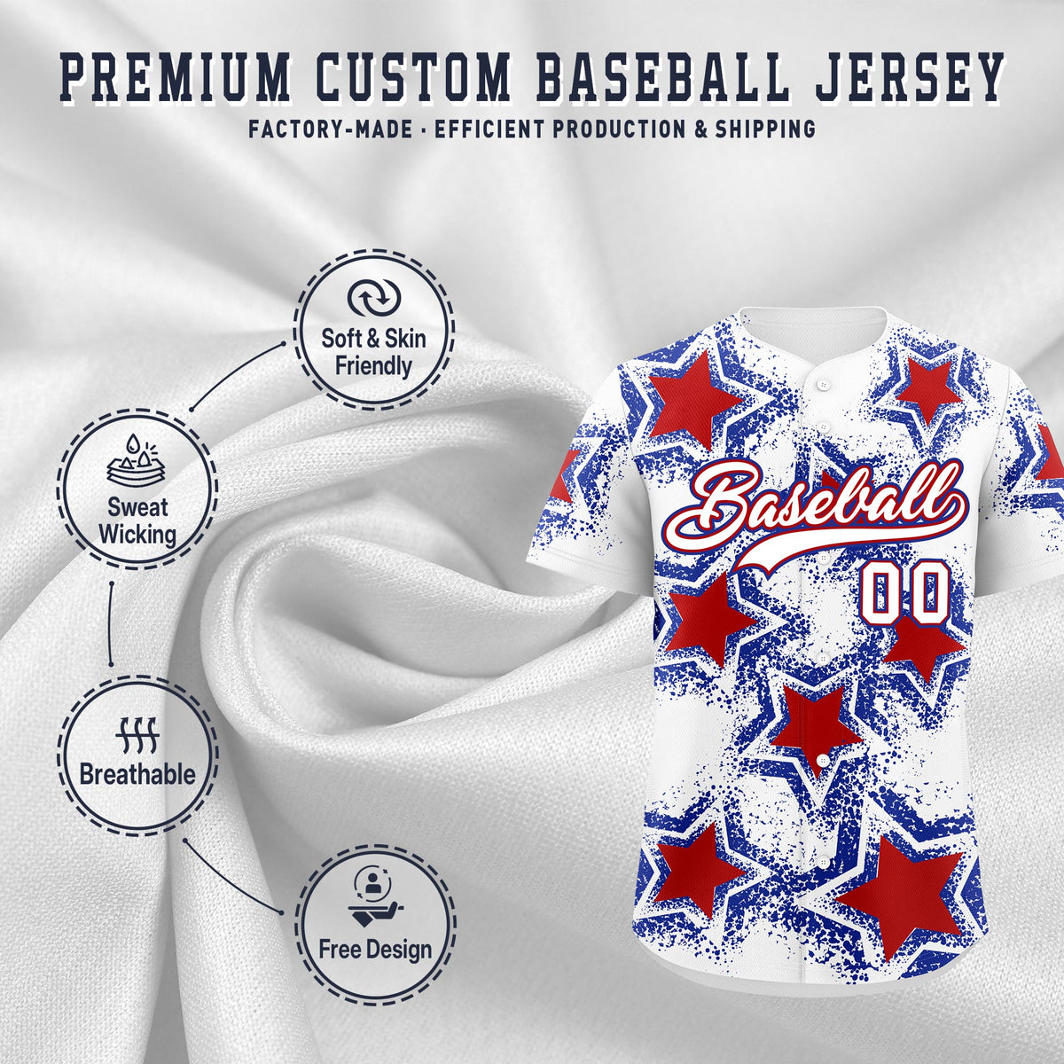 Custom Black Royal Blue Red Star Graffiti Team Baseball Jerseys With Custom Names, Numbers & Logos Lightweight Baseball Jersey| KXKSHOP