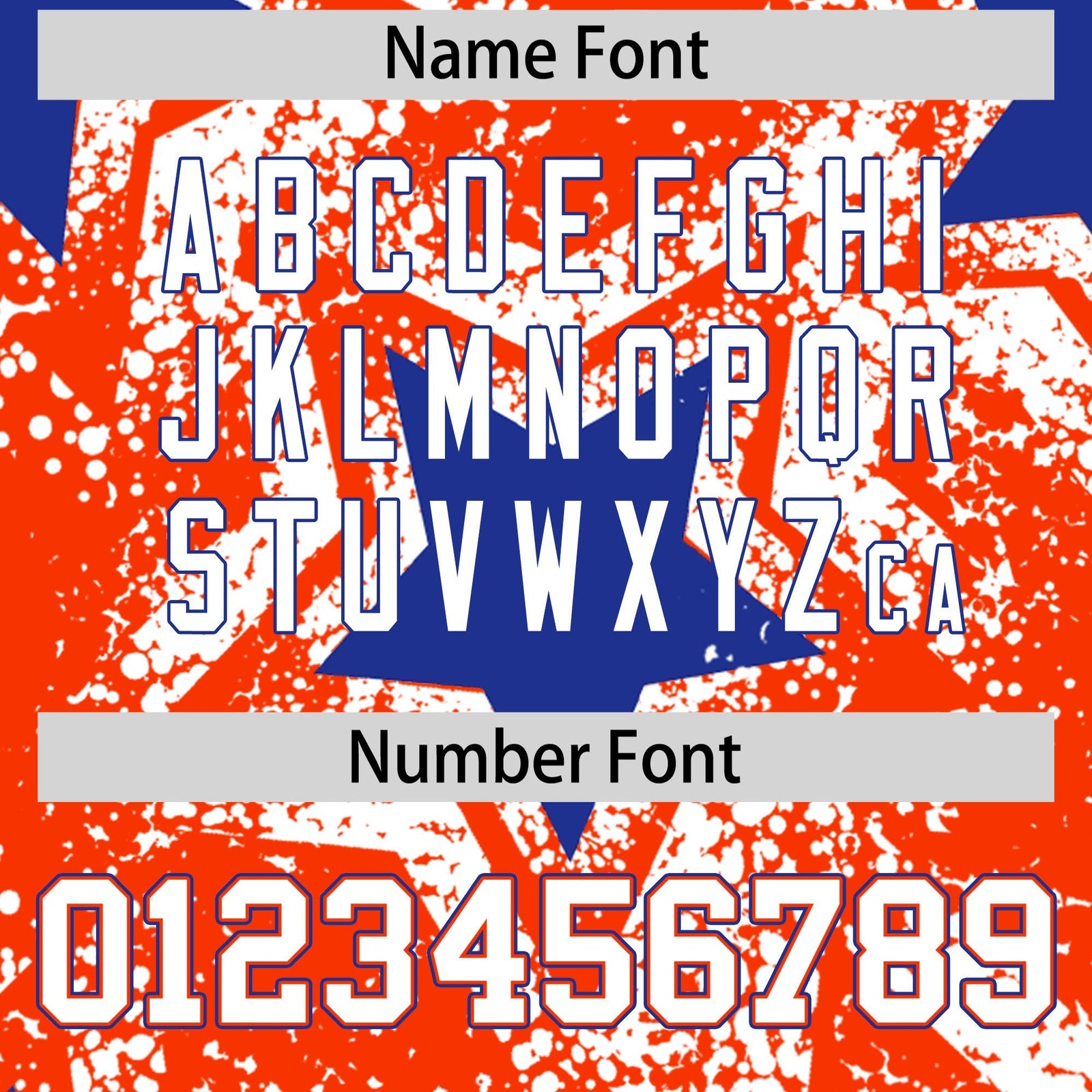 Custom Orange White Royal Blue Star Graffiti Team Baseball Jerseys With Custom Names, Numbers & Logos Lightweight Baseball Jersey| KXKSHOP